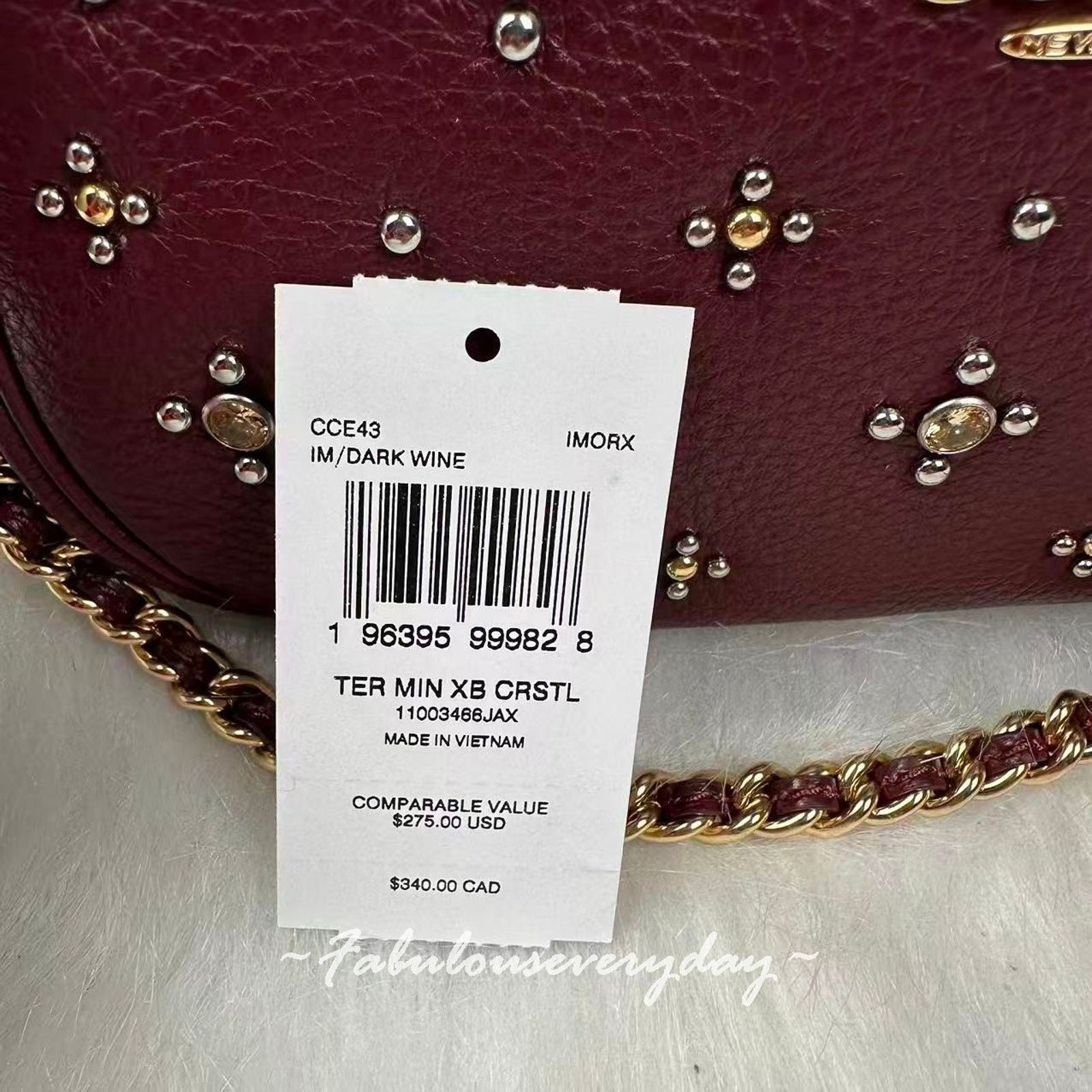 Coach Coach Teri Mini Crossbody Crystals In Leather/Gold/Dark Wine Size ONE SIZE - 5 Thumbnail