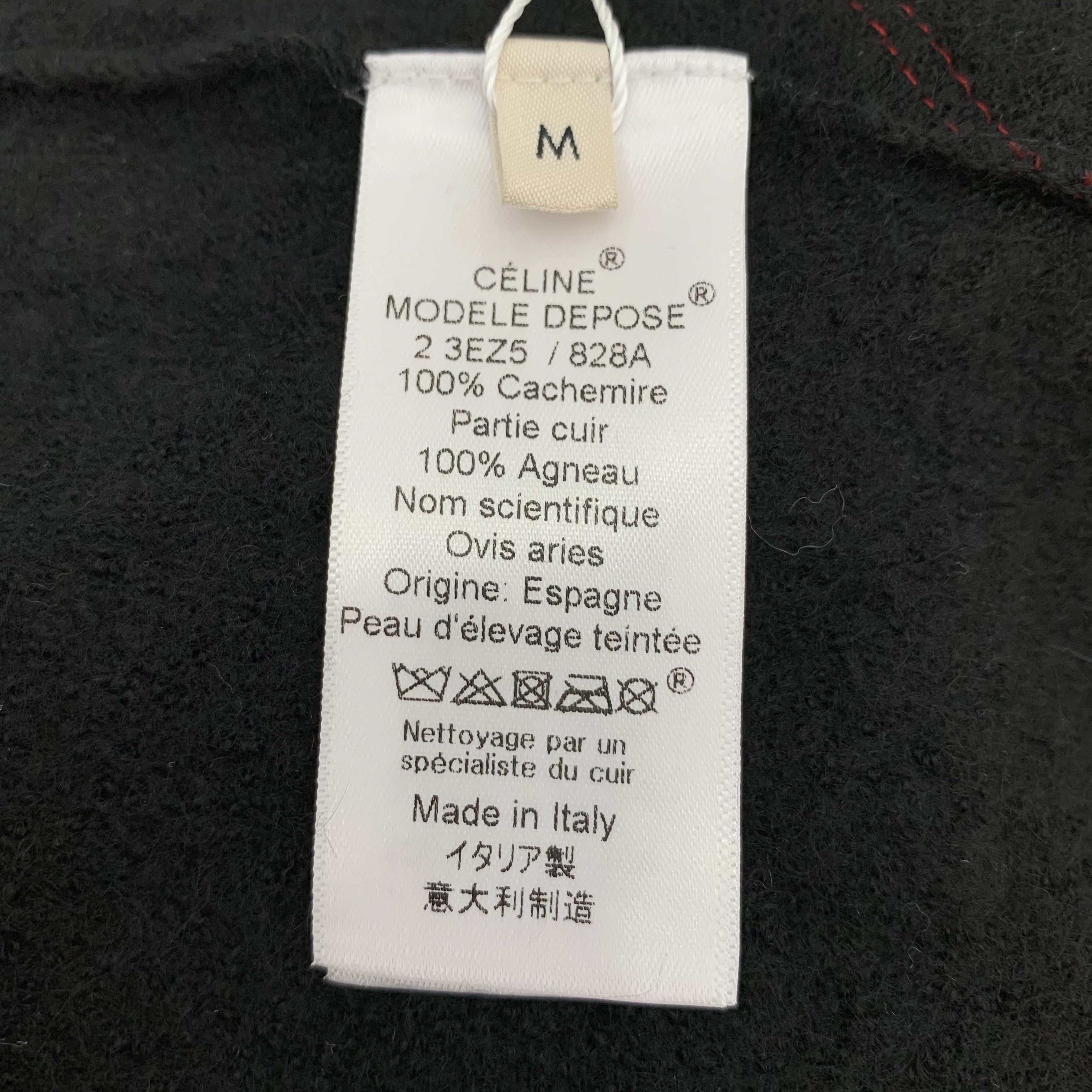 Celine Celine Black Leather-Panel Cashmere Knit Tee (Size M) Size M / US 6-8 / IT 42-44 - 4 Thumbnail