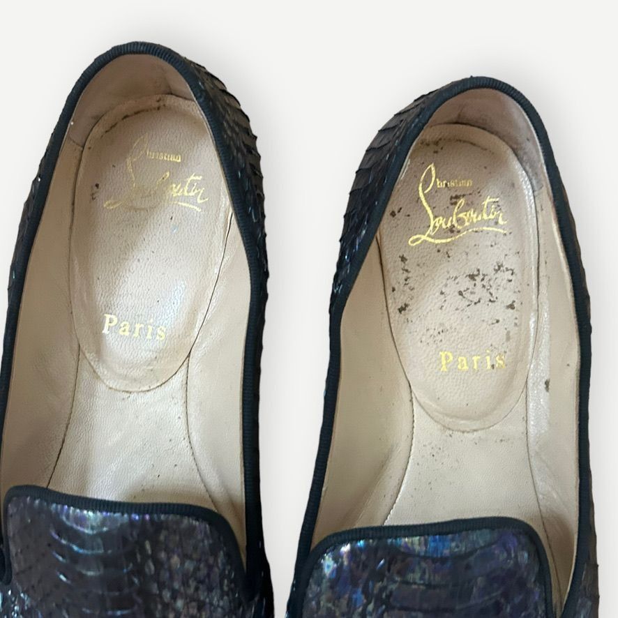 Christian Louboutin CHRISTIAN LOUBOUTIN Iridescent Python Loafers 36 6 Blue Flat Size US 5 / IT 35 - 4 Thumbnail
