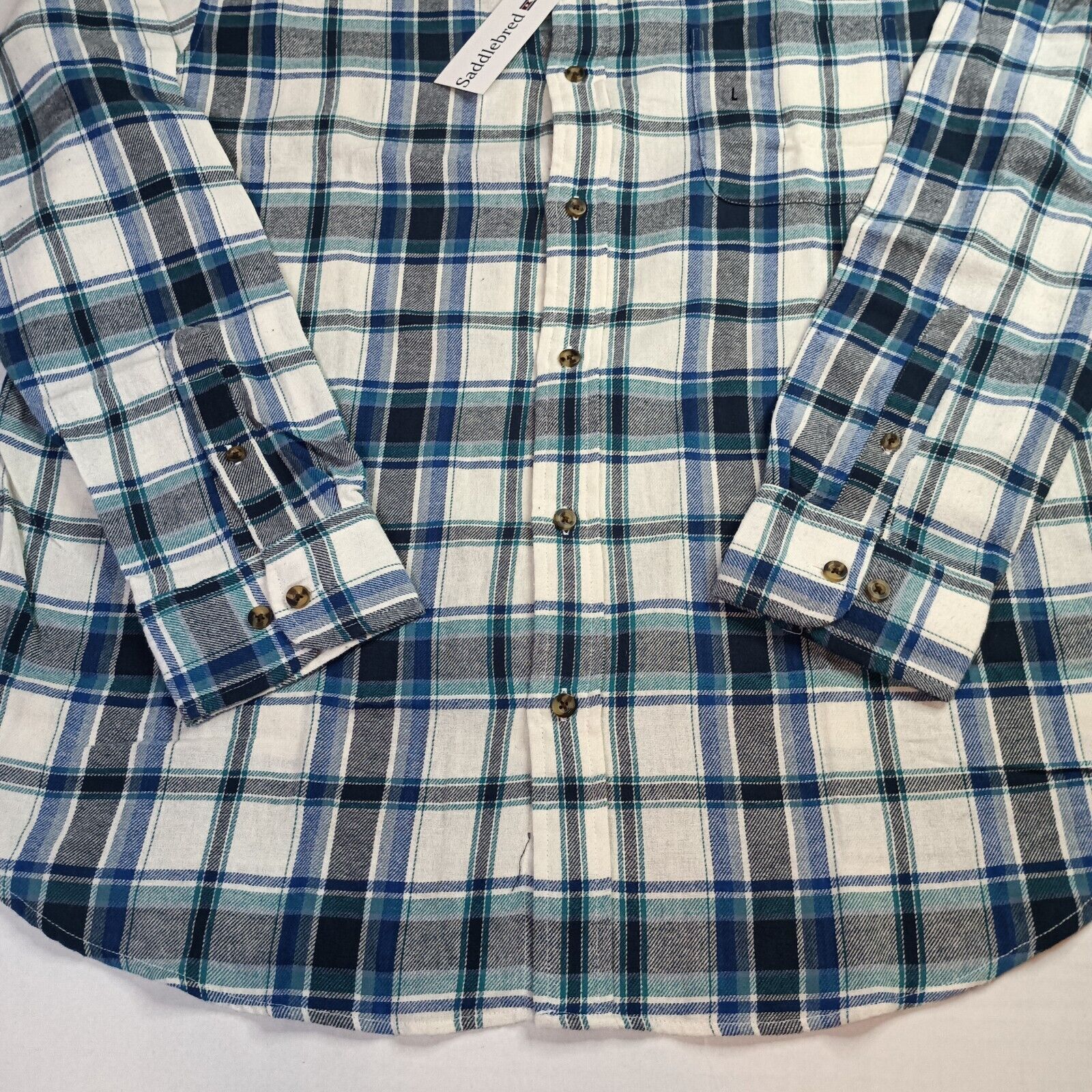 Saddlebred Saddlebred Flannel Shirt Men's L Blue Plaid Classic Fit Size US L / EU 52-54 / 3 - 2 Thumbnail