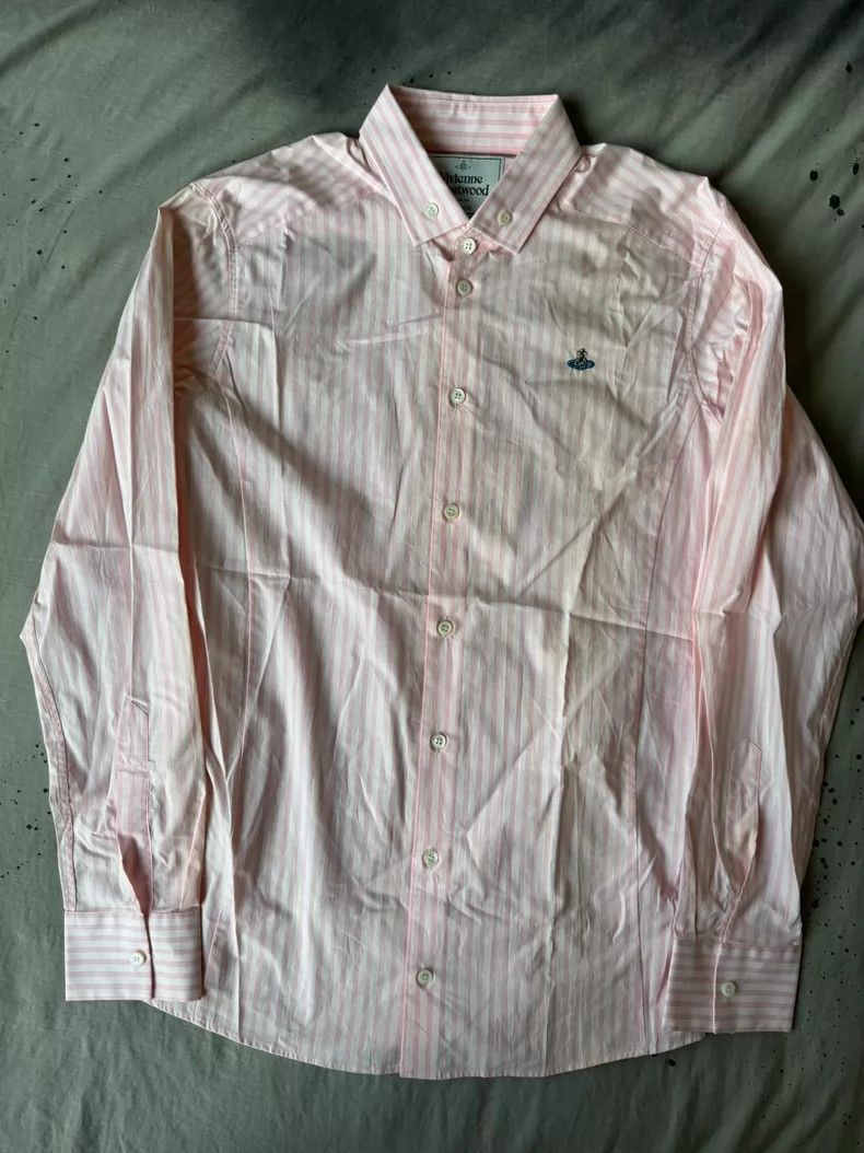 Vivienne Westwood Vivienne Westwood Pink striped arched cut shirt Size L / US 10 / IT 46 - 1 Thumbnail