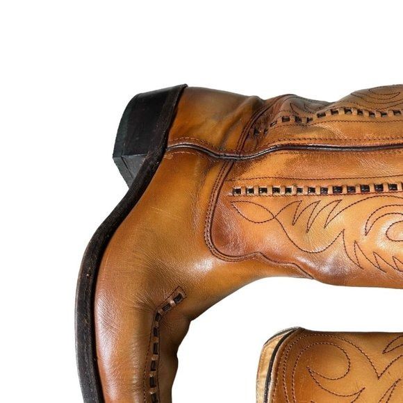 Genuine Leather × Vintage Vintage Double-H Cowboy Western Boots USA Made Patina Saddle Size US 10.5 / EU 43-44 - 11 Thumbnail