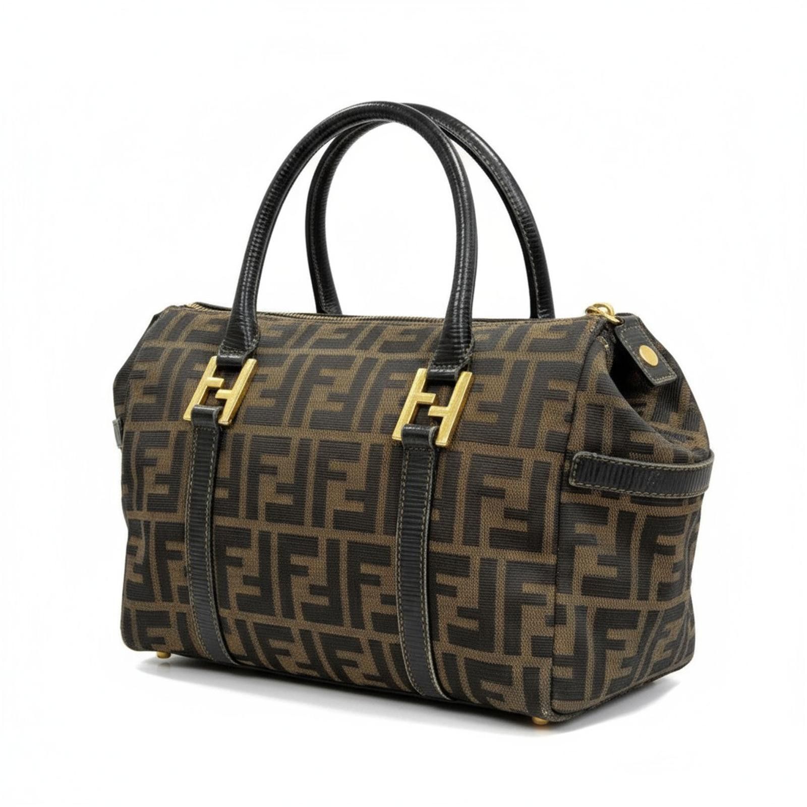 Fendi Fendi - Monogram Canvas Handbag with Leather Handles Size ONE SIZE - 1 Thumbnail