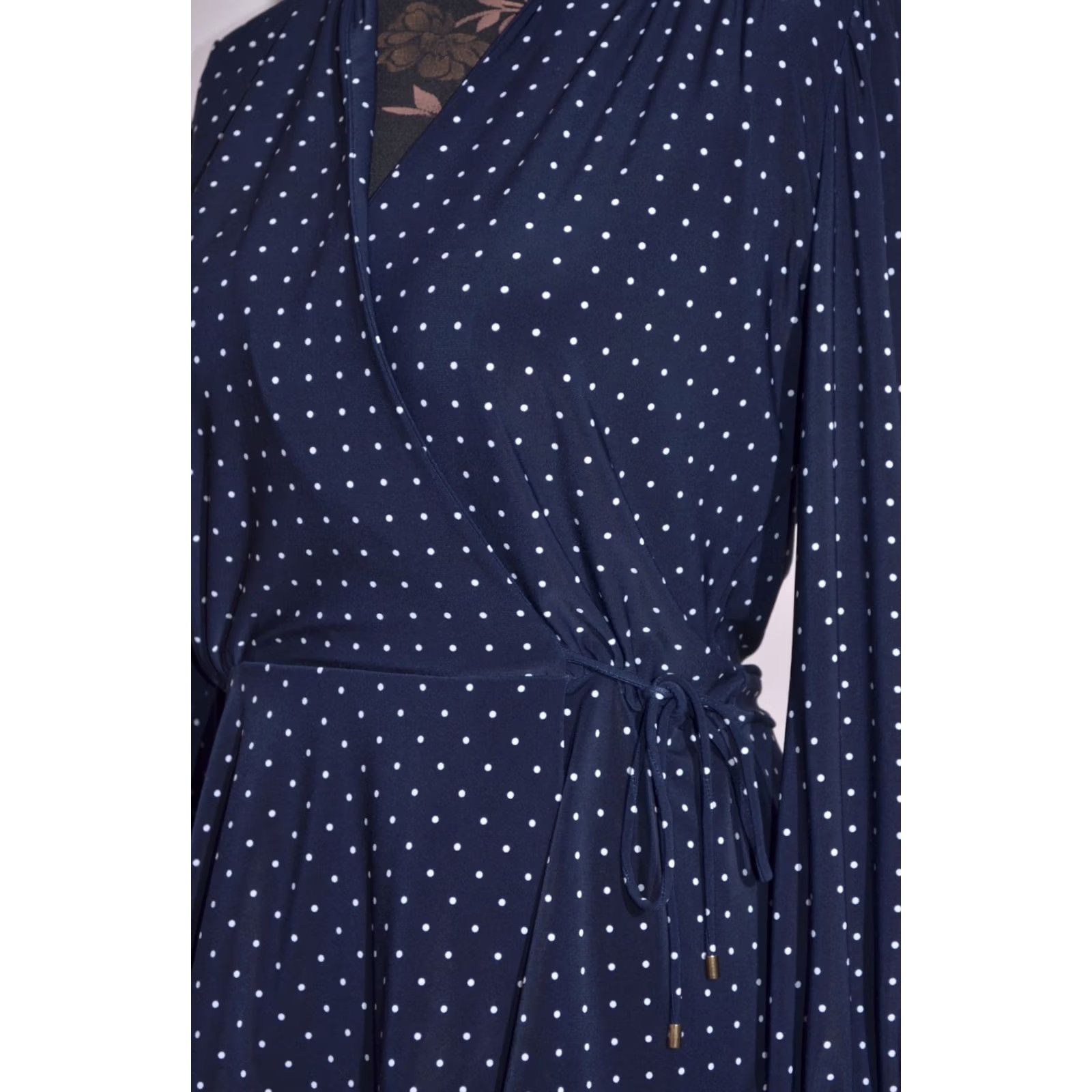 Ralph Lauren Lauren Ralph Lauren Blouse Women’s Navy Polka Dot Faux Wrap Peplum Long Sleeve S Size S / US 4 / IT 40 - 4 Thumbnail