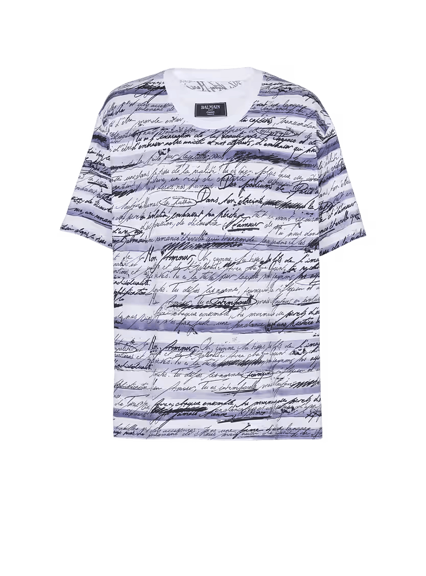 Balmain o1s1wg110126 Love Letter Mariniere T-Shirt in White Size US XL / EU 56 / 4 - 1 Thumbnail