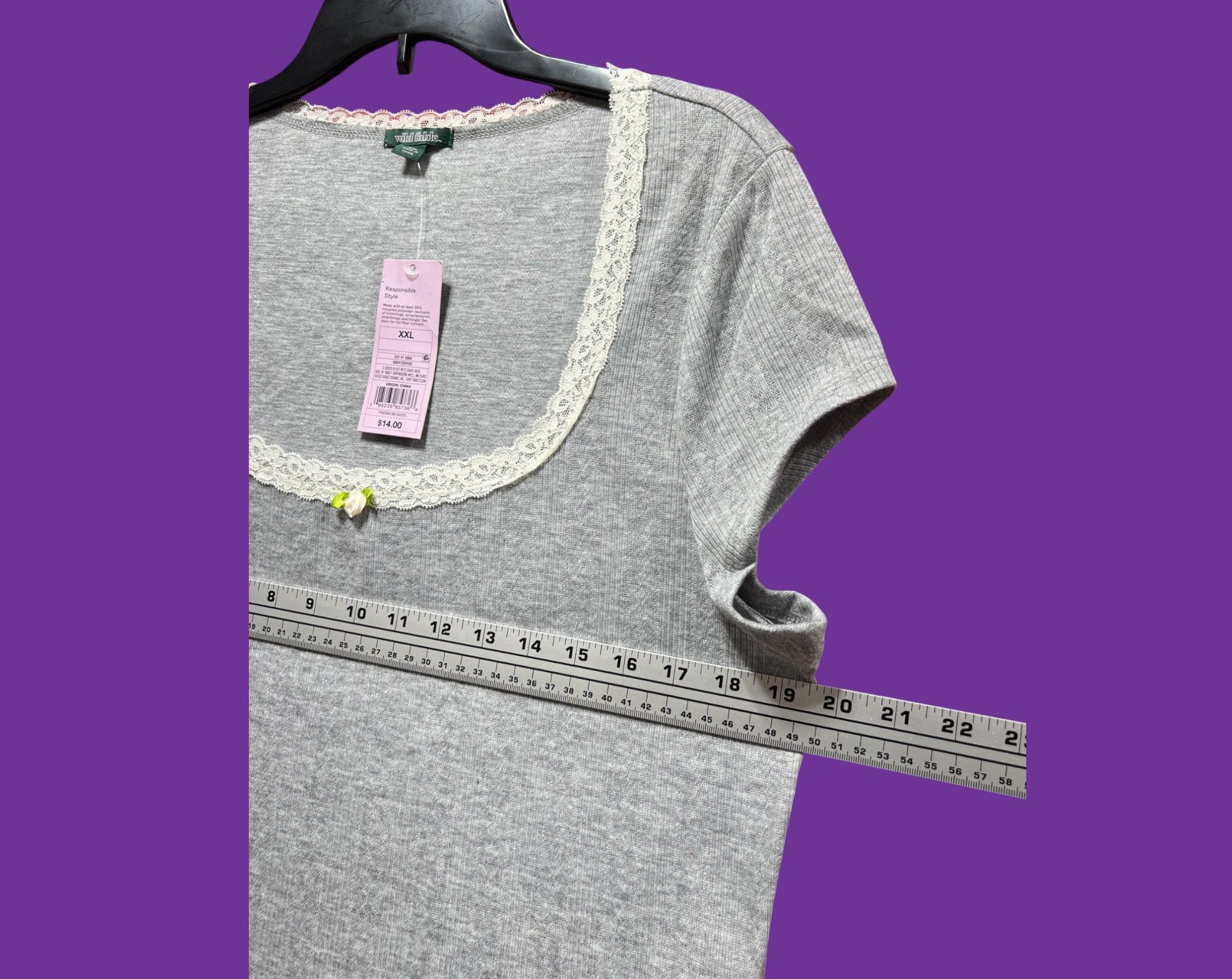 Other Wild fable - Women's Short Sleeve Pointelle Rosette T-Shirt Size XXL / US 16-18 / IT 52-54 - 4 Thumbnail