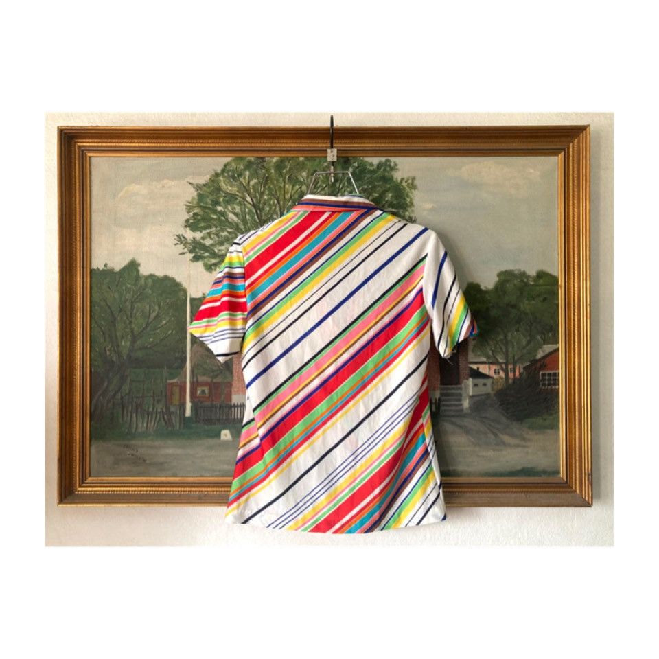 Neiman Marcus 70’s Neiman Marcus Vibrant Striped Polo Shirt Size S / US 4 / IT 40 - 3 Thumbnail