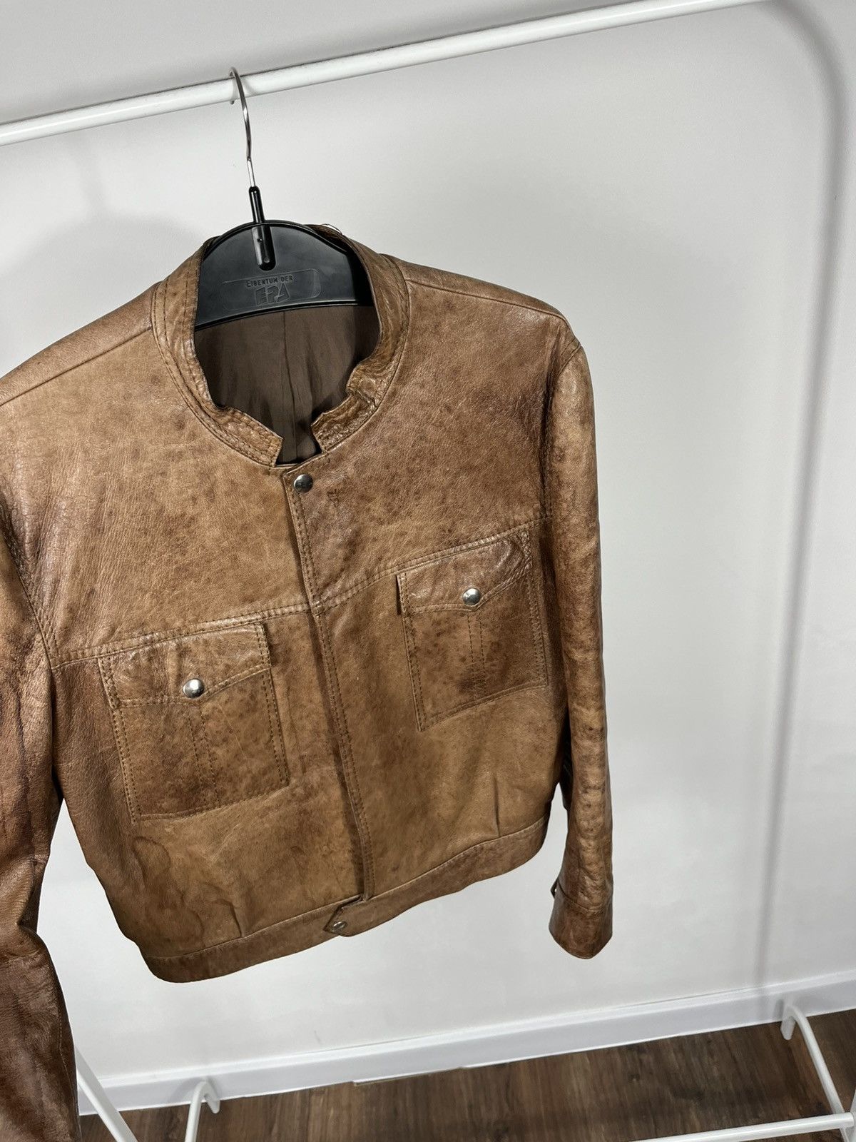 Leather Womens Distressed Leather Jacket Brown Vintage Biker Crop Size XL / US 12-14 / IT 48-50 - 6 Thumbnail