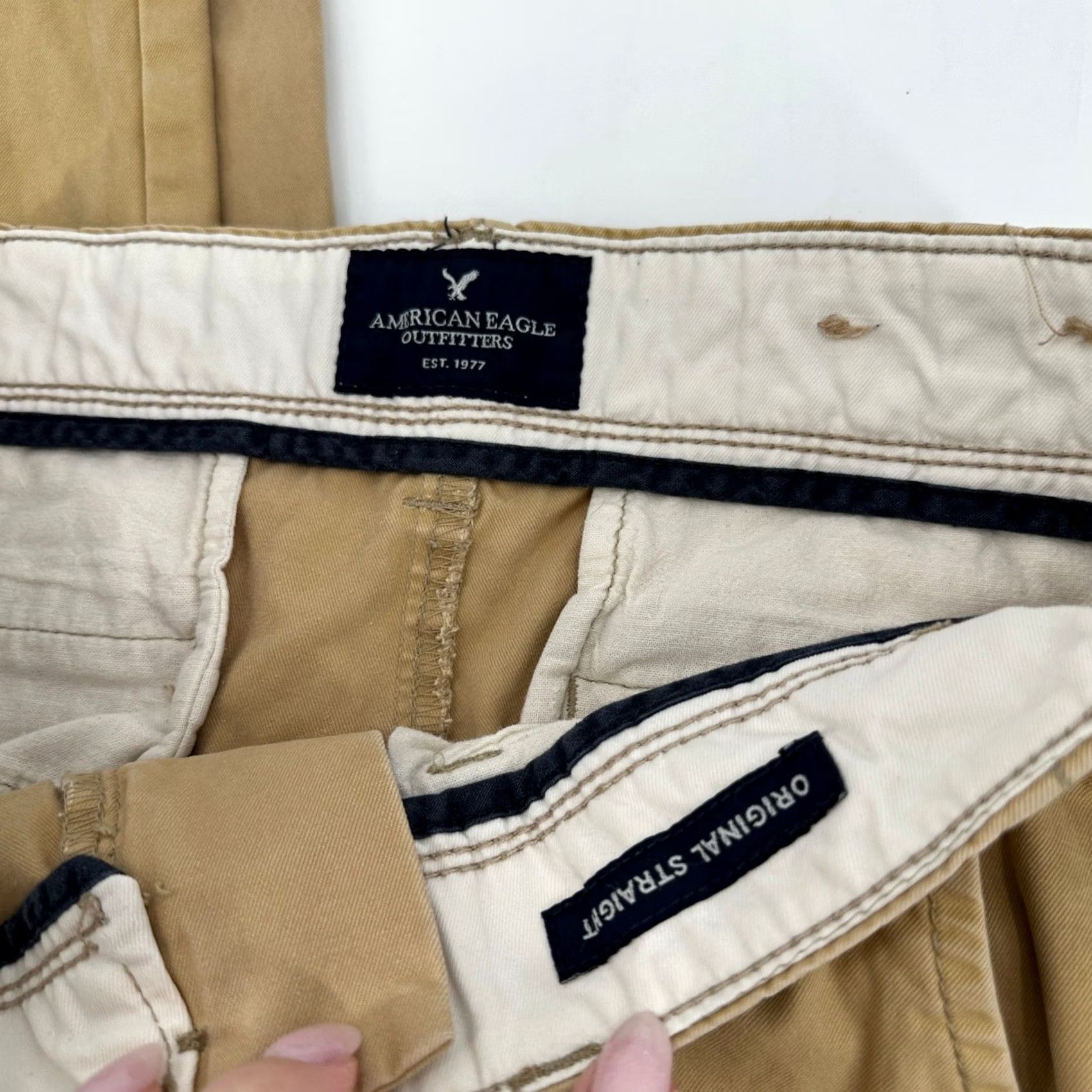 American Eagle Outfitters American Eagle Chino Pants Mens 30x30 Original Straight Cotton Khaki Tan Preppy Size US 30 / EU 46 - 2 Thumbnail