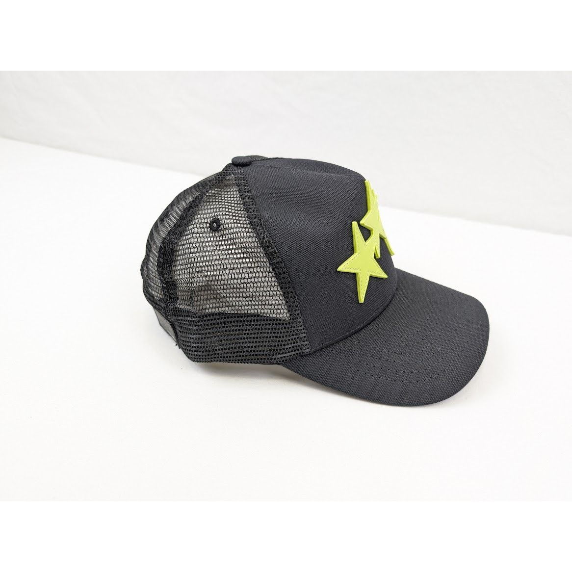 Amiri o1rshd1 Q:12 / Three Star Trucker Cap / Hat in Black/Lime Size ONE SIZE - 14 Thumbnail