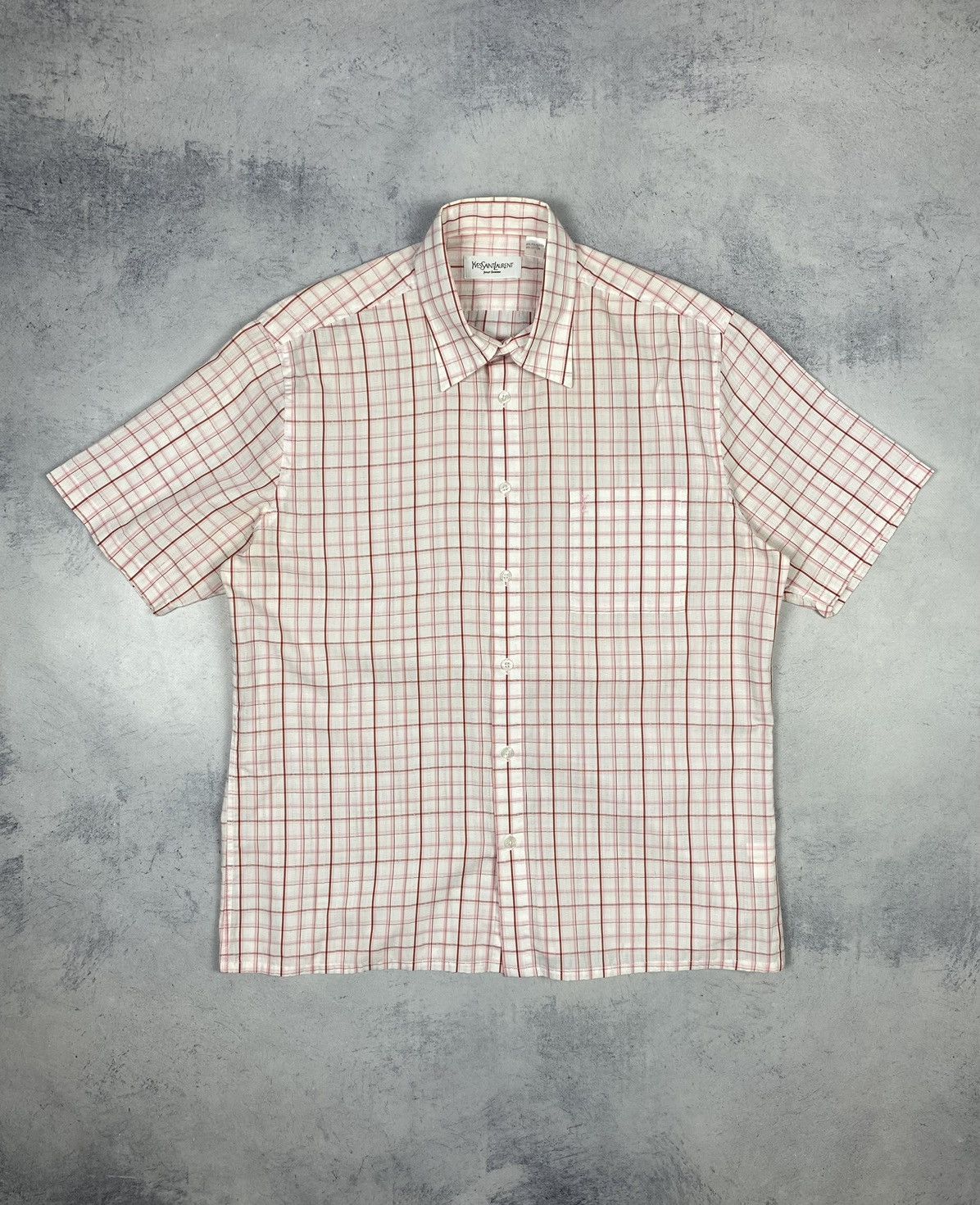 Vintage Yves Saint Laurent Pink Checkered Button Up Shirt