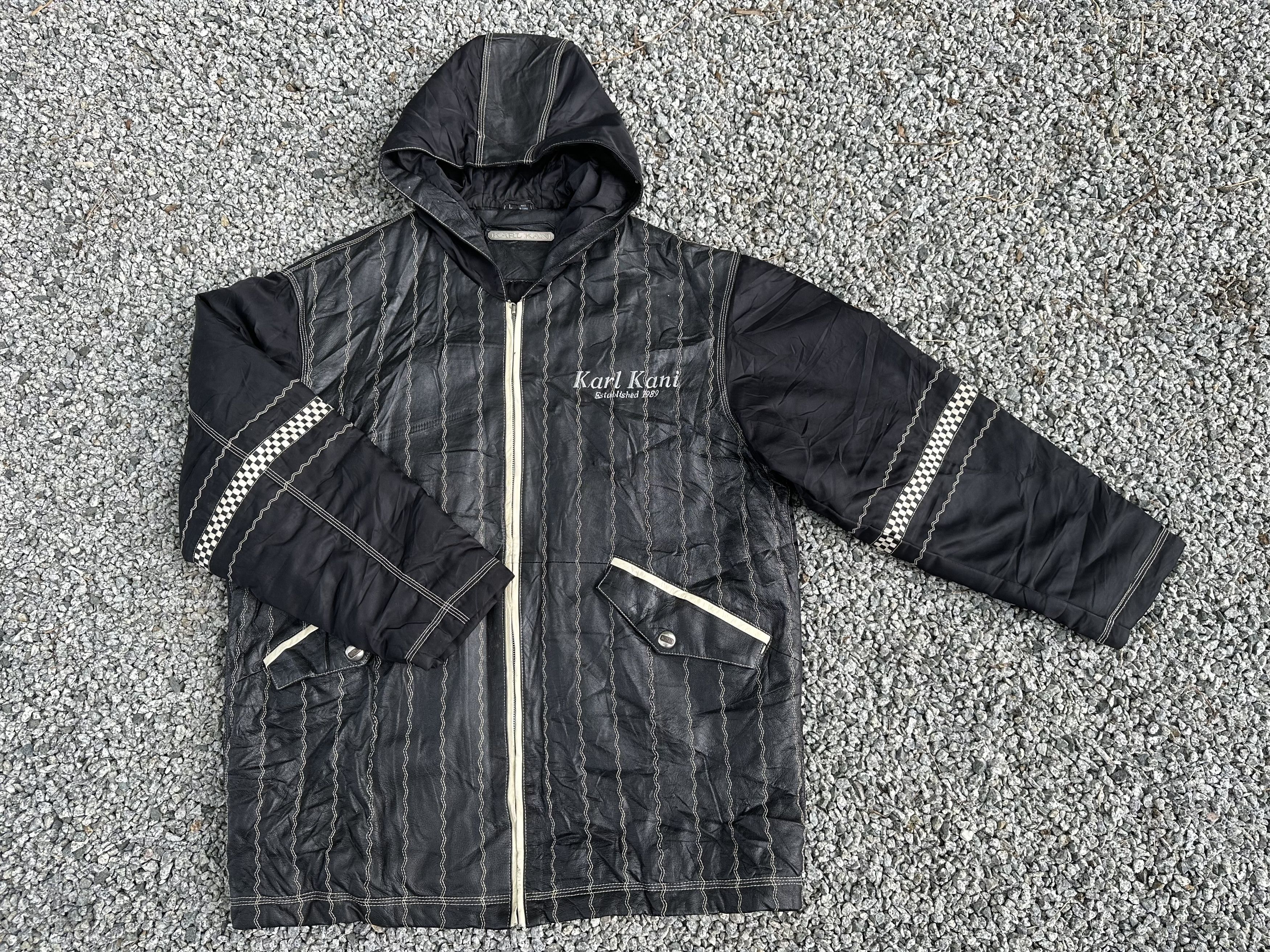 Karl Kani Vintage 90s Karl Kani 68 Leather Racing Team Jacket Size US L / EU 52-54 / 3 - 6 Thumbnail