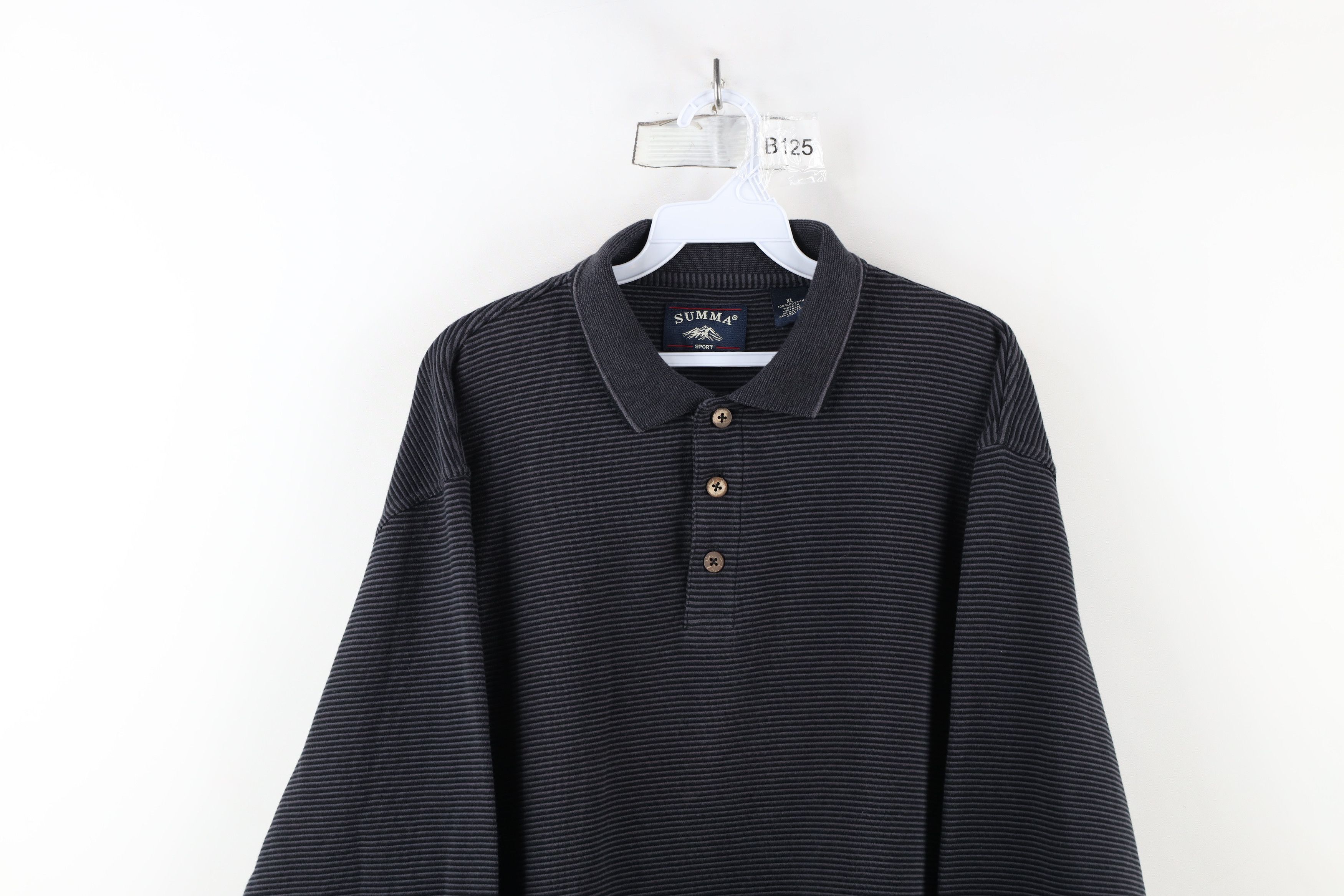 Vintage Vintage 90s Streetwear Ribbed Knit Long Sleeve Rugby Polo Size US XL / EU 56 / 4 - 2 Thumbnail