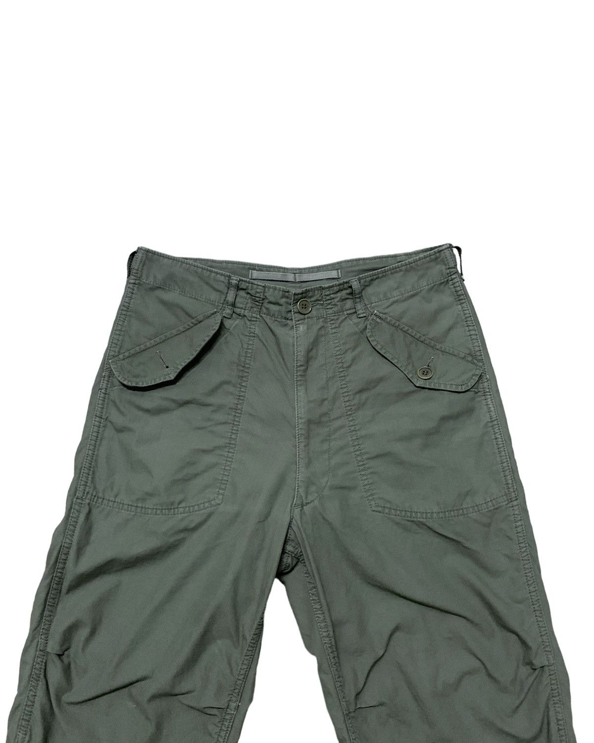 Comme des Garcons Homme × Rei Kawakubo CDG HOMME adjustable waist cotton 3Q pant Green Army Size US 31 - 3 Thumbnail