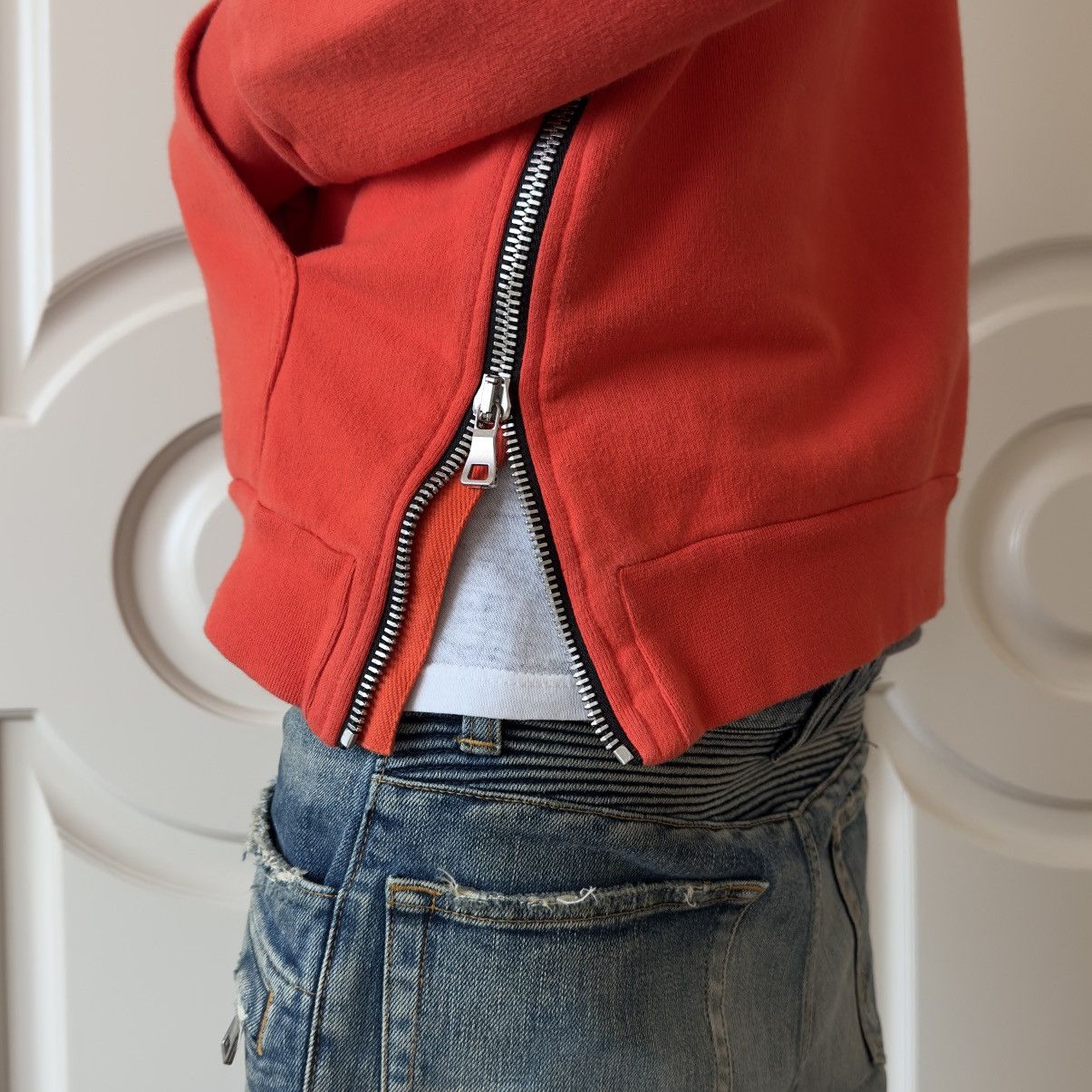 Balmain Balmain 2013 Orange Side-Zip Hoodie Size US S / EU 44-46 / 1 - 2 Thumbnail