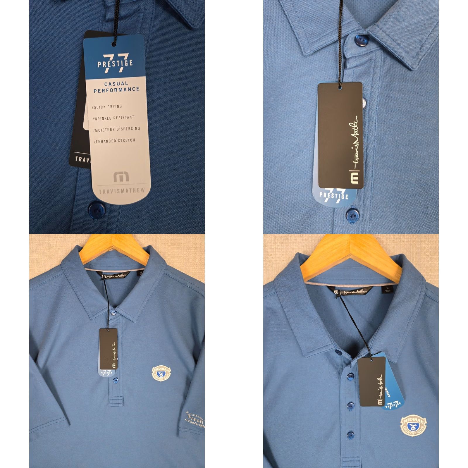 TravisMathew Travis Mathew Shirt Mens XL Blue MEDINAH New Size Polo Pima Polyester Golf Size US XL / EU 56 / 4 - 9 Thumbnail