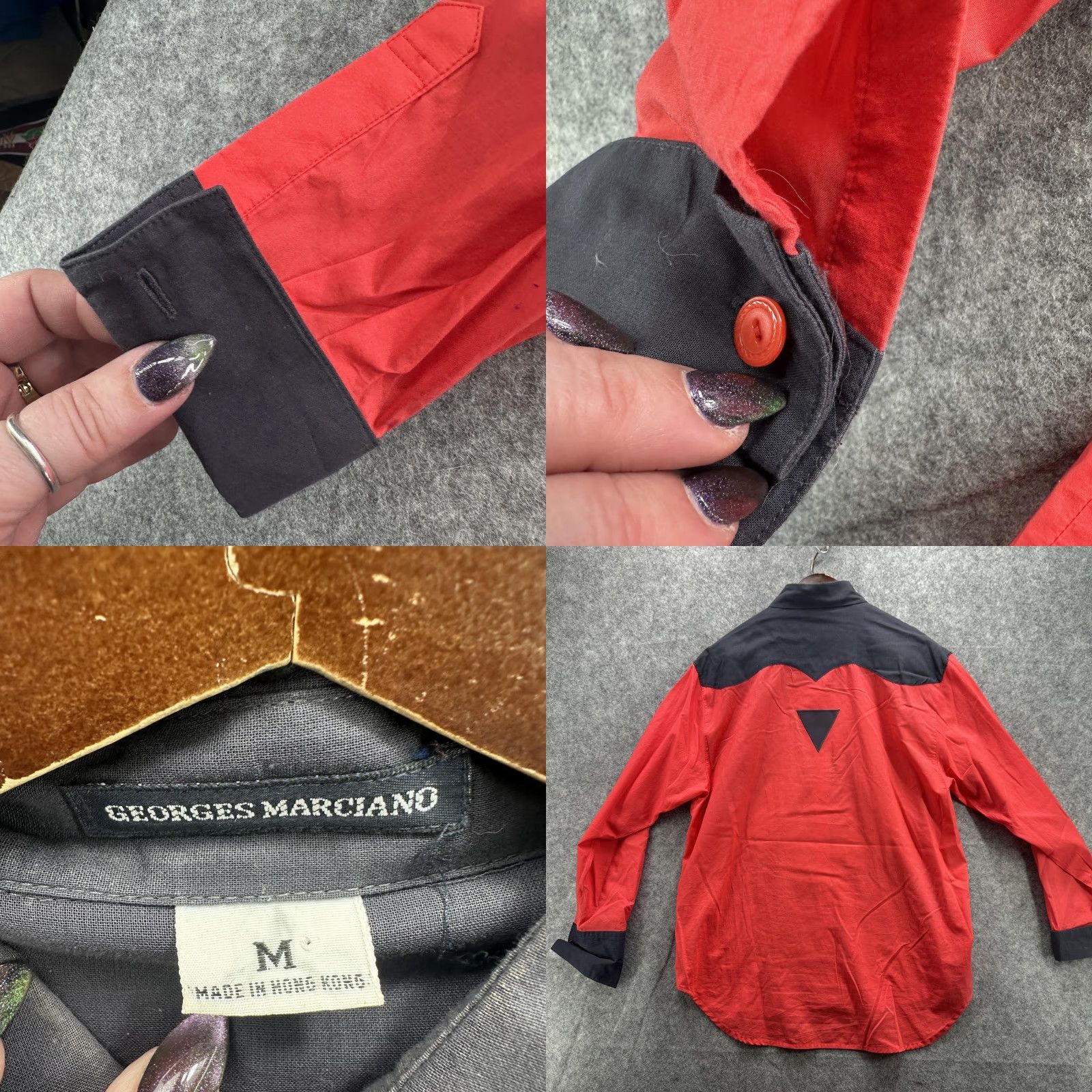 Vintage VINTAGE Georges Marciano Shirt Men M Red Black Western Yoke Graphic 90s Shirt Mens Medium Red Black Western 90s Size US M / EU 48-50 / 2 - 8 Thumbnail