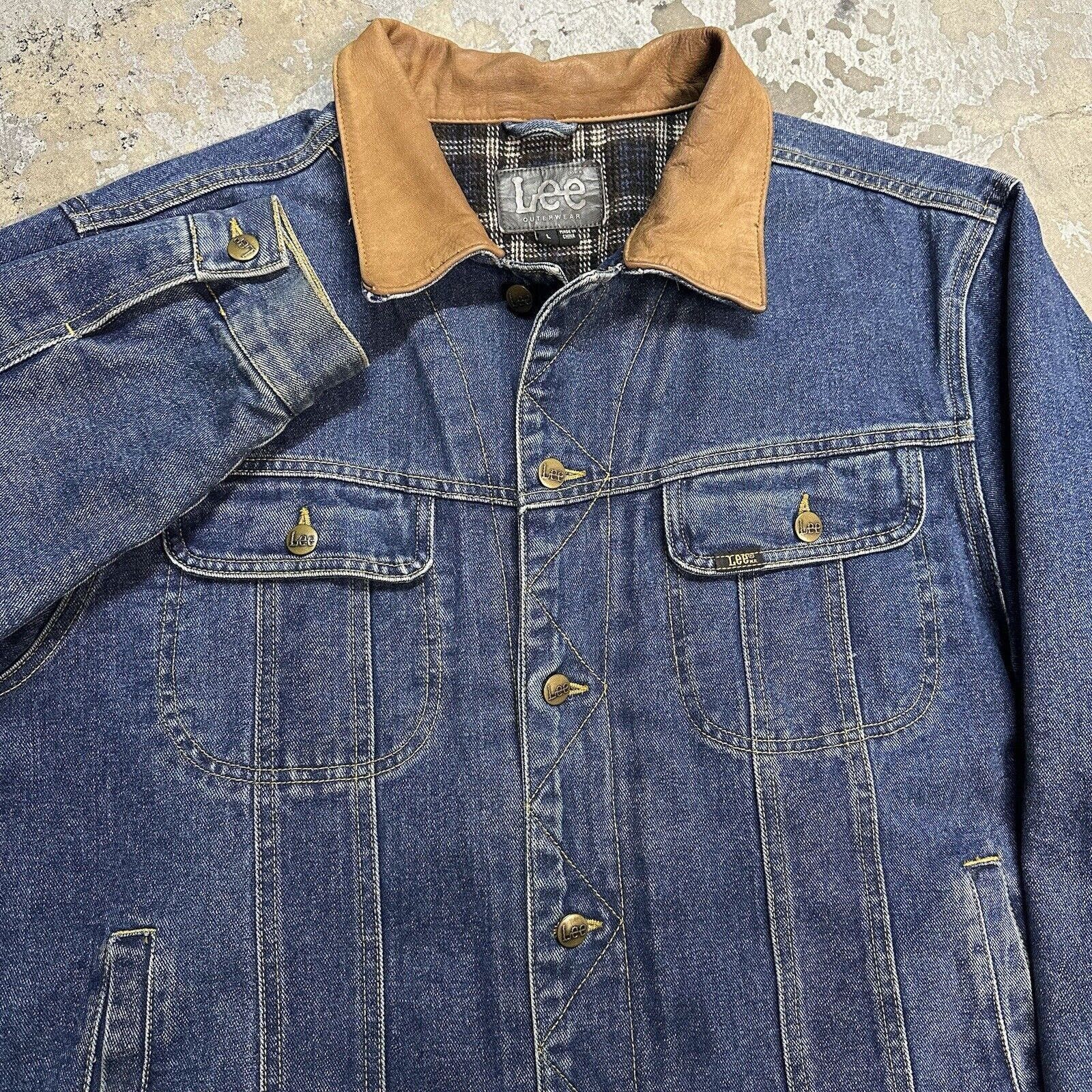 image of Denim Jacket x Lee Vintage Mr. Lee Outerwear Blanket Lined Denim Trucker Jacket in Blue (Size Large