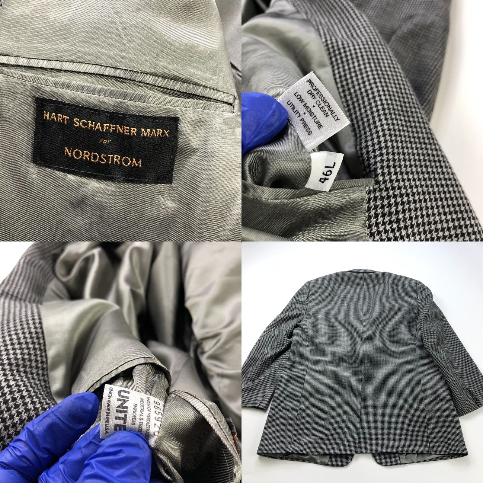 Hart Schaffner Marx Hart Schaffner Marx Jacket Mens 46 Black Long Wool Sport Coat Houndstooth And Gray Size US S / EU 44-46 / 1 - 9 Thumbnail