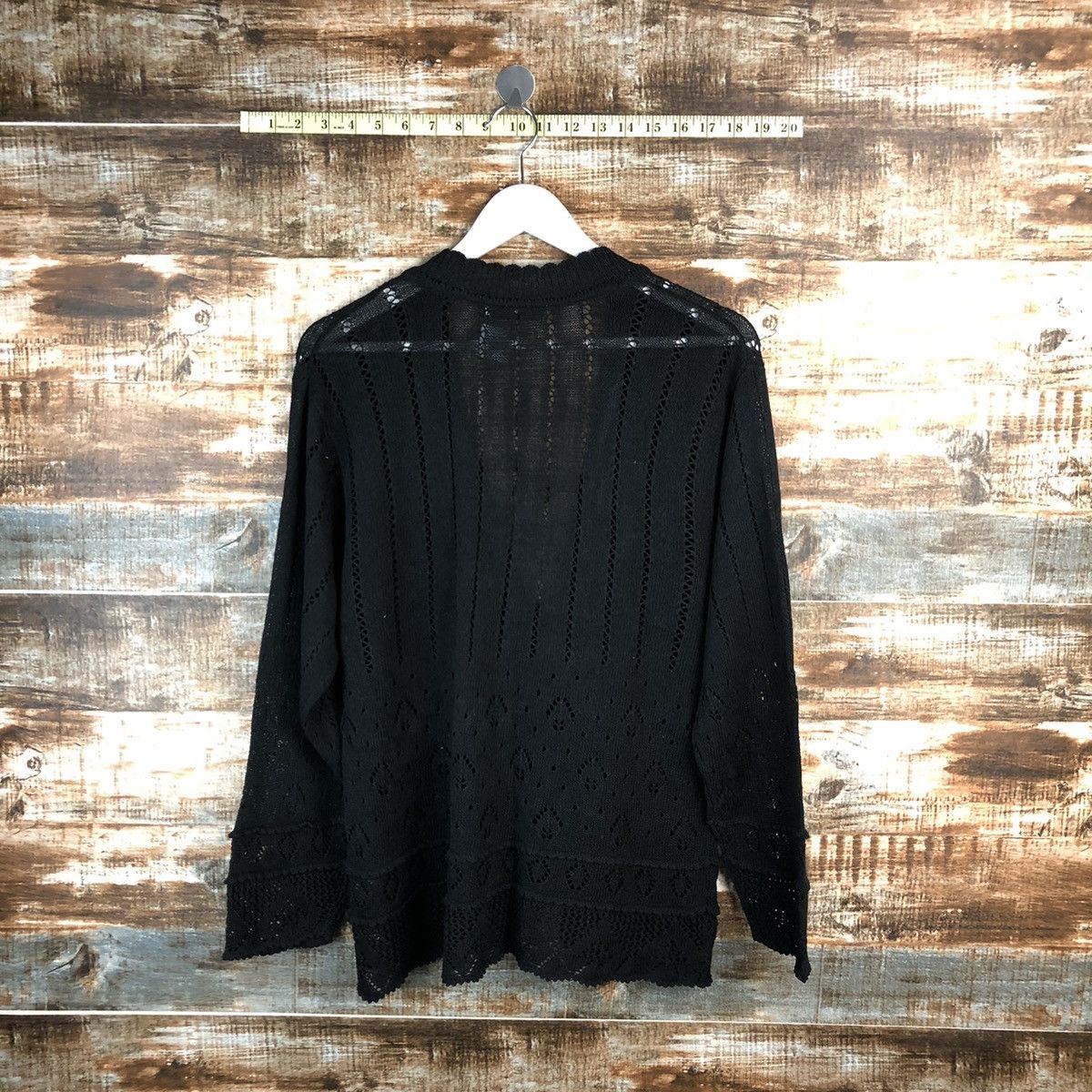 Homespun Knitwear × Japanese Brand Japanese Brand Black crochet Cardigan Knitwear #A1539 Size M / US 6-8 / IT 42-44 - 12 Thumbnail