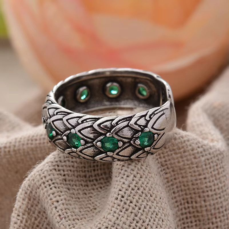 Jewelry Retro Snake Scales Green Crystal Size ONE SIZE - 5 Thumbnail