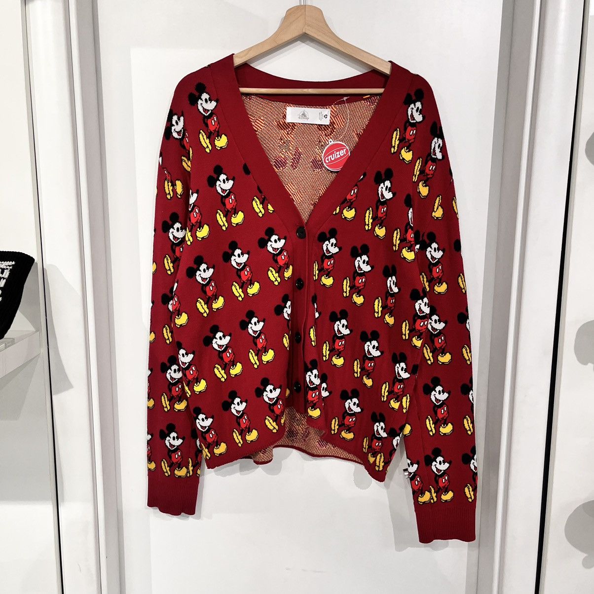 image of Disney Mickey Mouse Sweater Red, Men's (Size Medium)