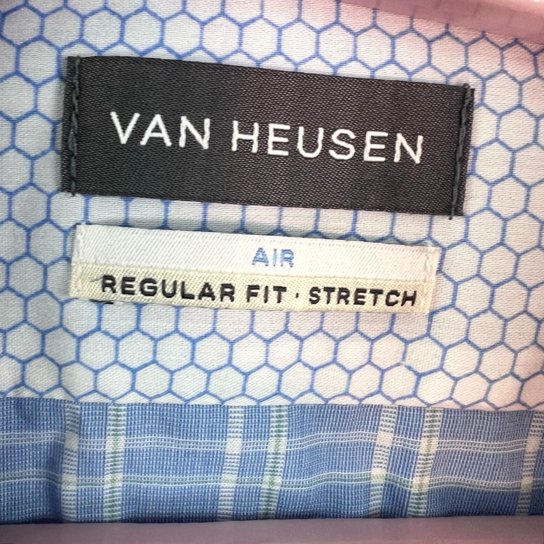 Van Heusen Van Heusen Long Sleeve Shirt Mens Size 17 1/2 X 33 Blue Checked Air Regular Fit Size US XXL / EU 58 / 5 - 4 Thumbnail