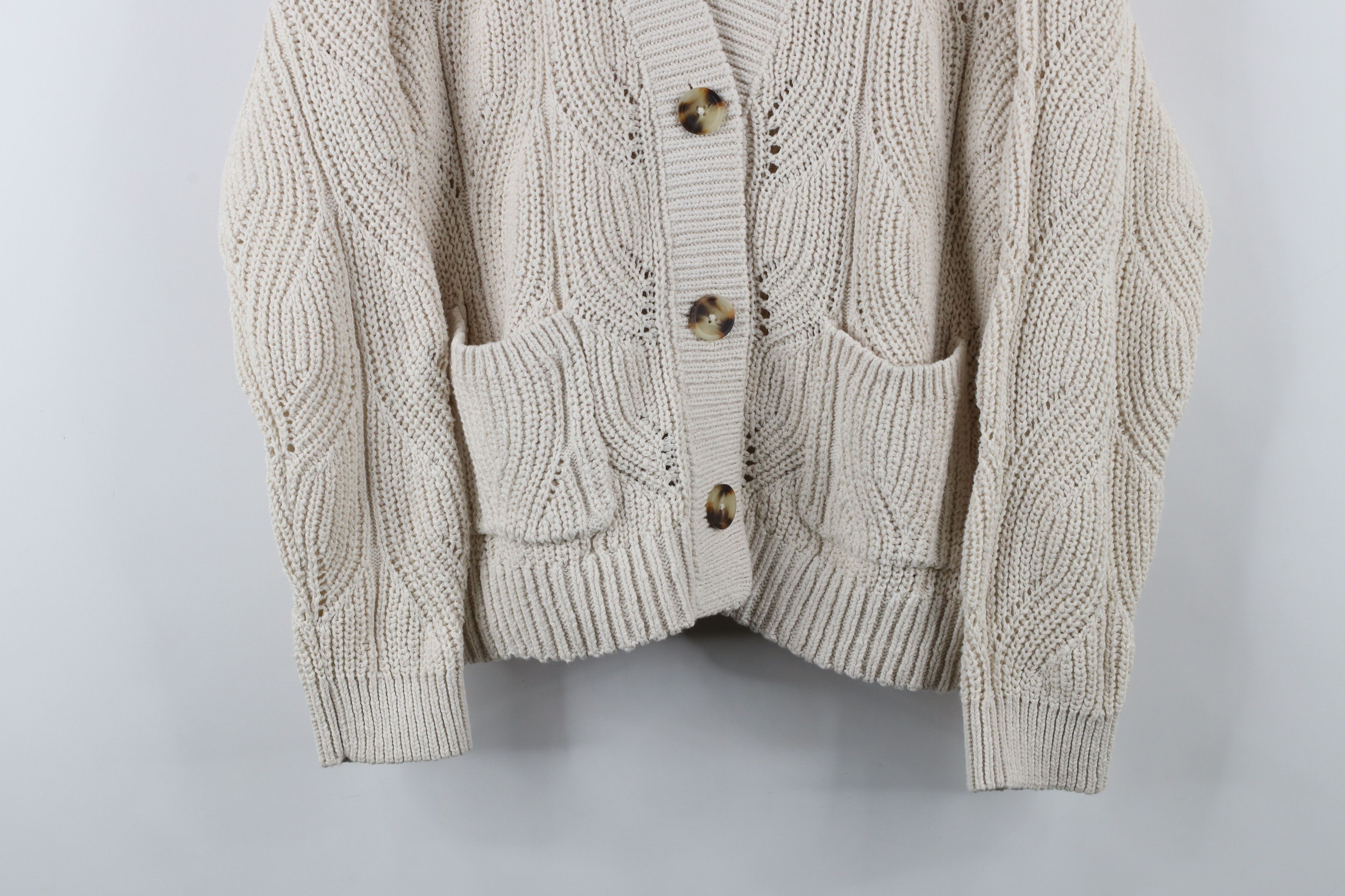 Madewell × Vintage Madewell Cotton Knit Hillview Cardigan Sweater Beige Size M / US 6-8 / IT 42-44 - 3 Thumbnail