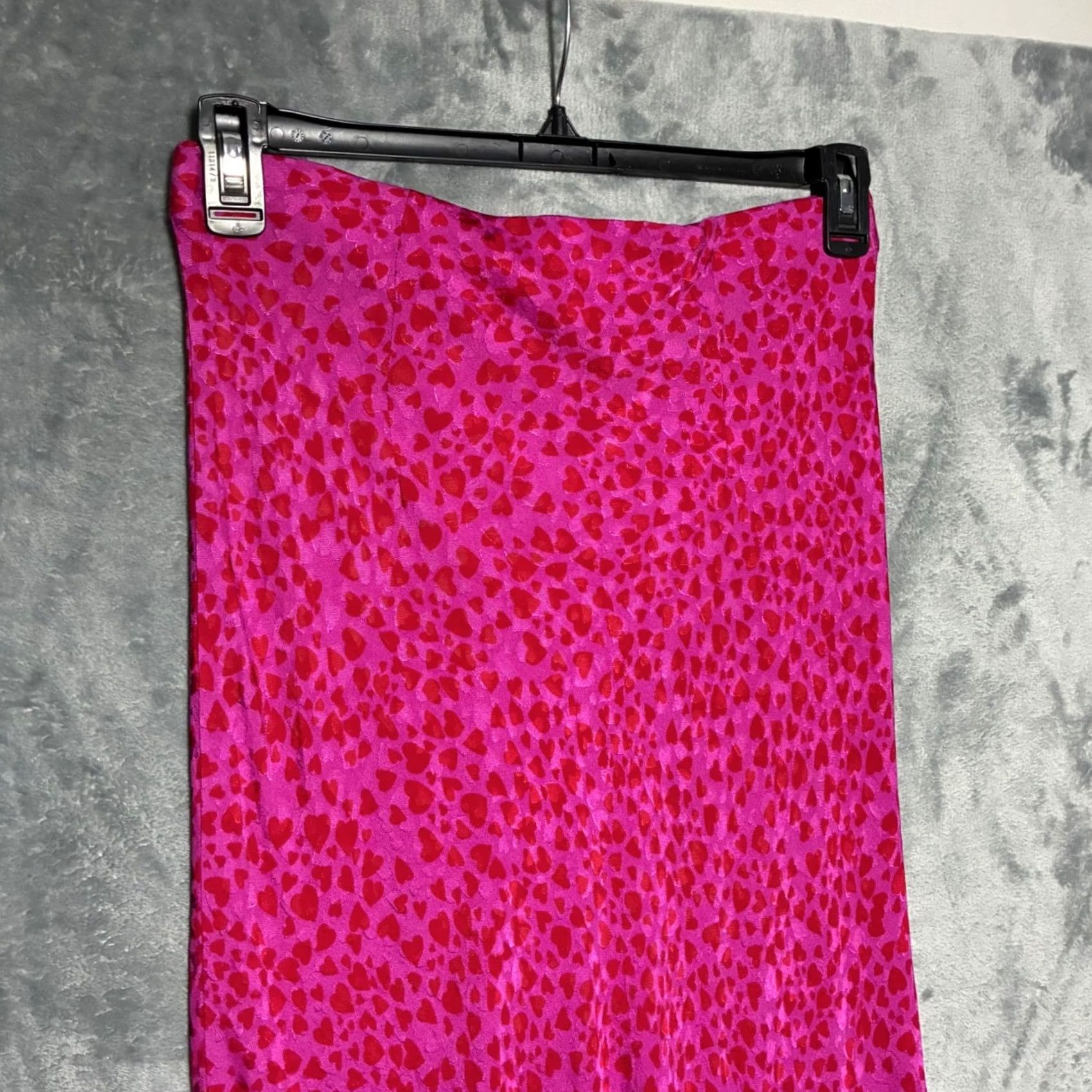 Loft LOFT Heart Print Midi Skirt Womens Petite Pink Size 32" / US 10 / IT 46 - 3 Thumbnail