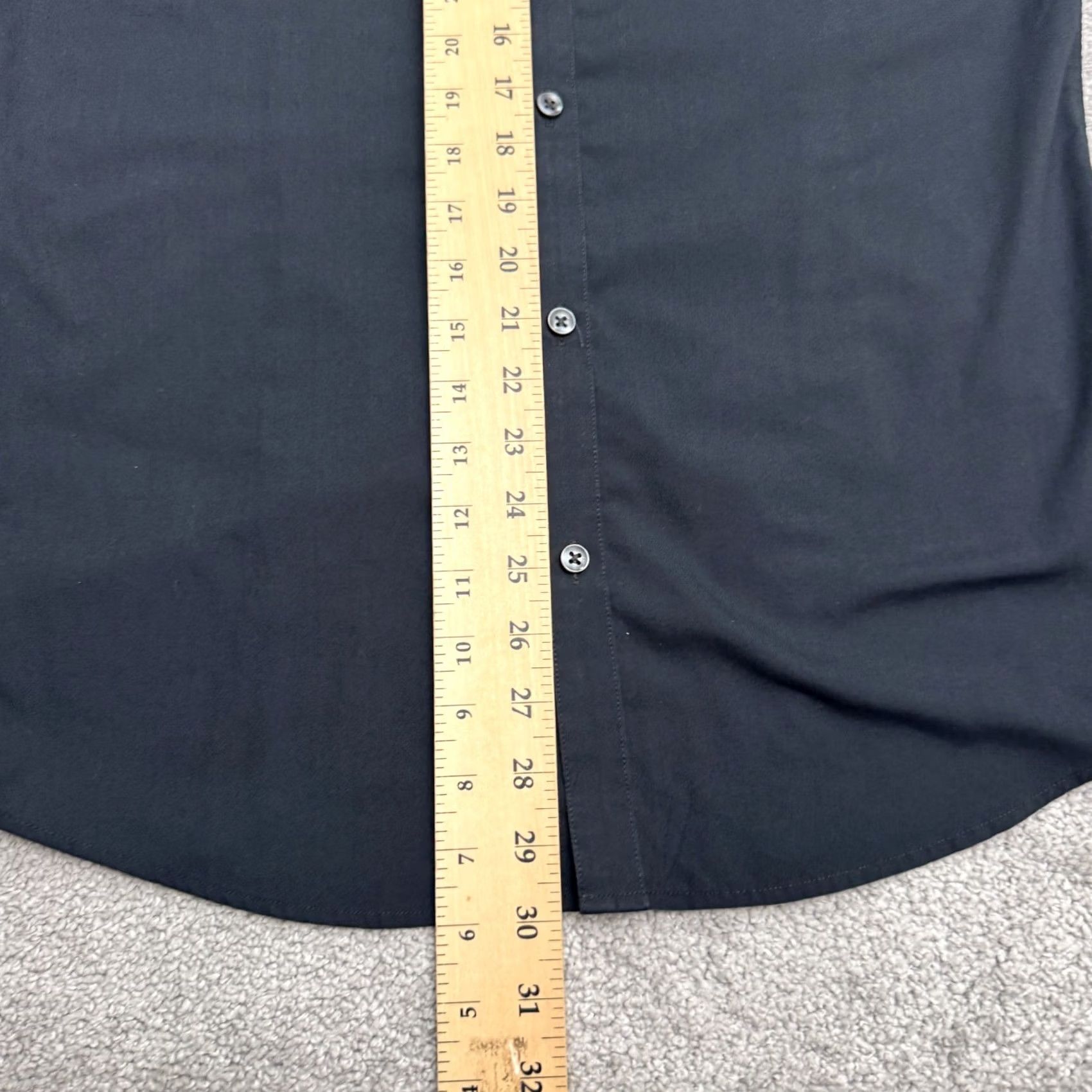 H&M H&M Slim Fit Easy Iron Dress Shirt Mens M Black Long Sleeve Classic Work Shirt Size 40R - 6 Thumbnail