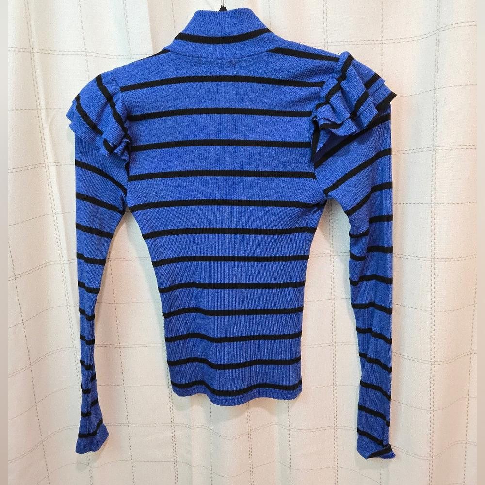 Other T.La Striped Ruffle Sleeve Top Size XXS / US 00 / IT 34 - 8 Thumbnail