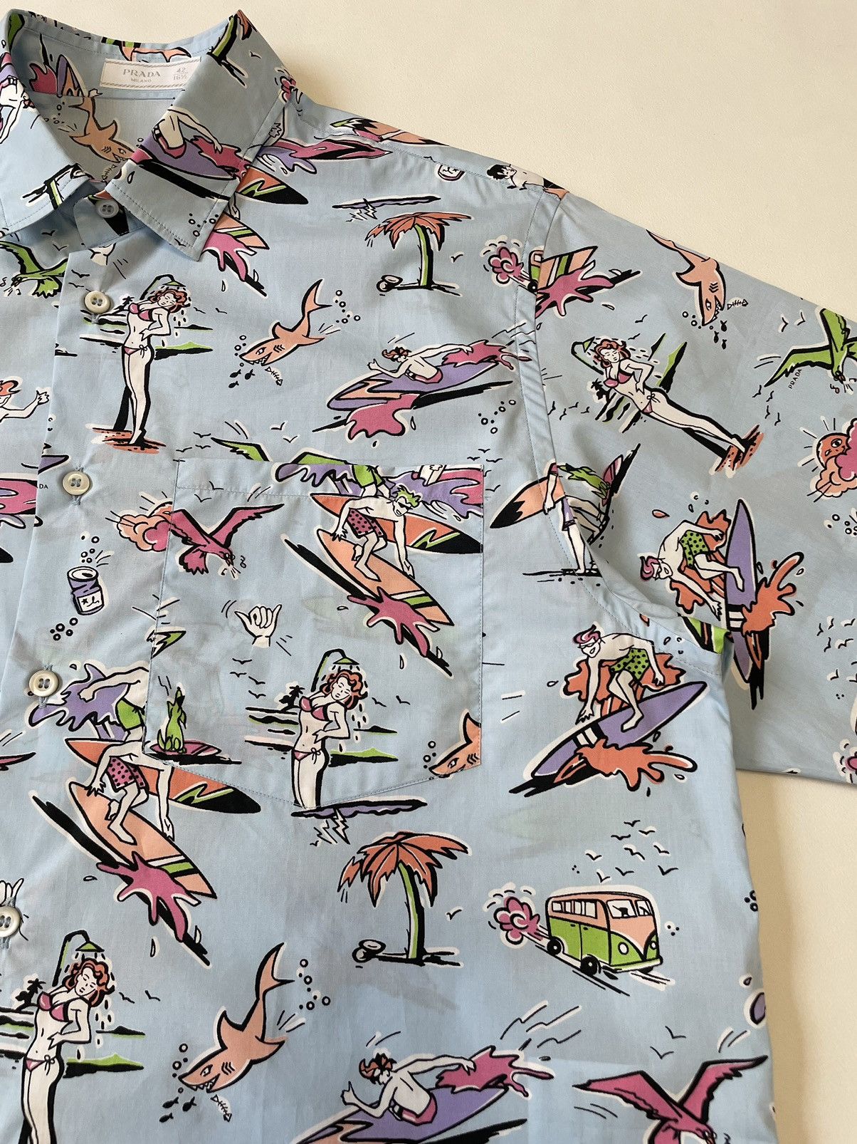 Prada S/S 12 ‘Surf’ Print Short Sleeve Shirt Size US L / EU 52-54 / 3 - 4 Thumbnail