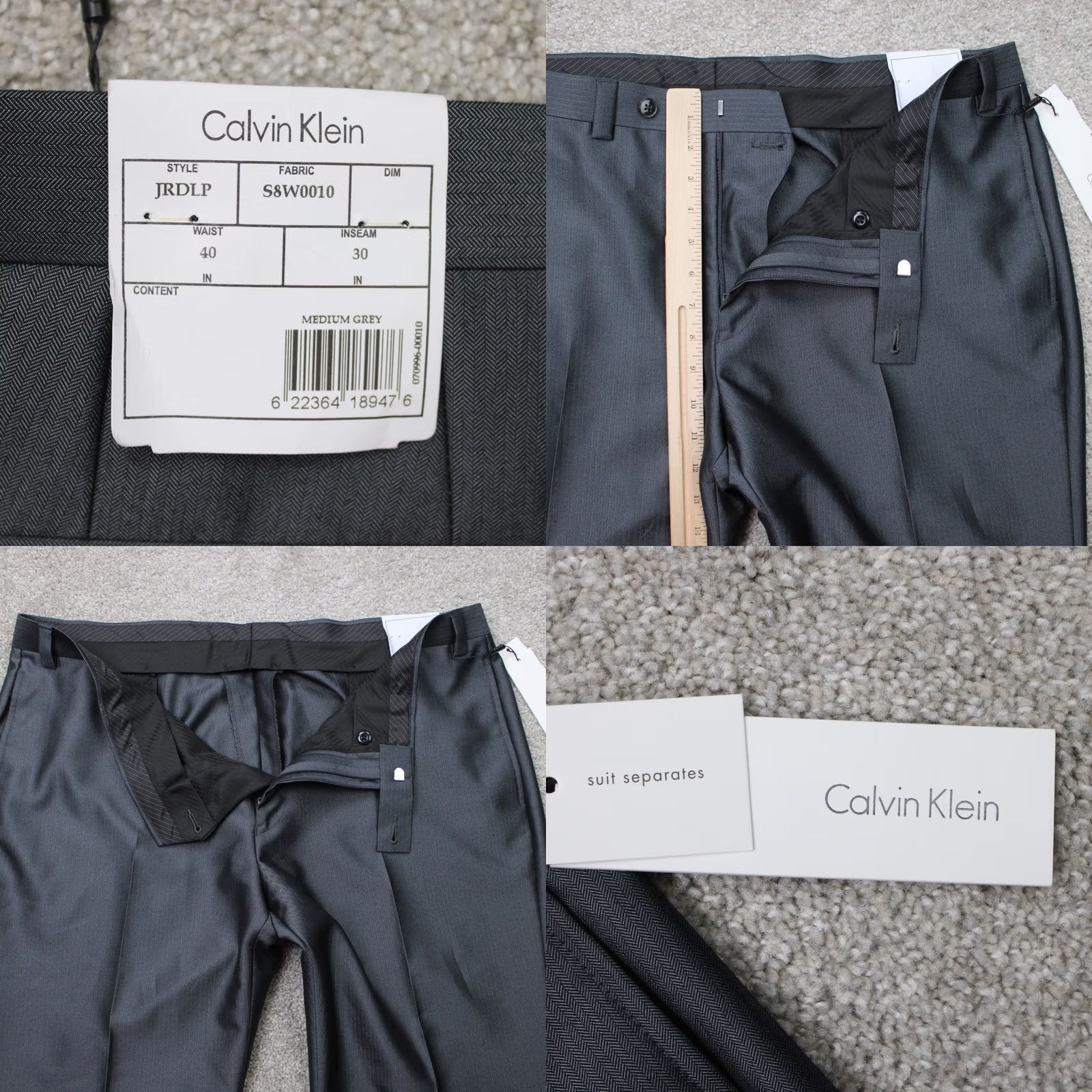 Calvin Klein Calvin Klein Dress Pants Mens 40x30 Gray Flat Front Slim Polyester Rayon City Preppy NWT Size US 40 / EU 56 - 8 Thumbnail