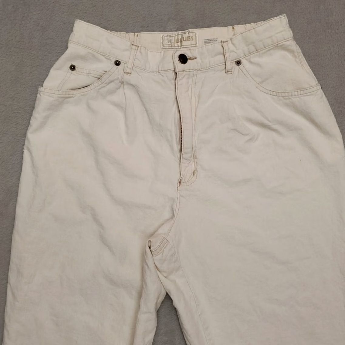 Vintage VINTAGE Id Blues VTG Linen Blend Pants Women 12 White Taper Leg Pleated Front 90s Y2K Casual Womens Size 34" / US 12 / IT 48 - 3 Thumbnail