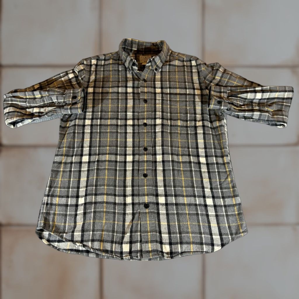 Vintage VINTAGE LL Bean Flannel Shirt Men Large Gray Plaid Long Sleeve Slim Fit Outdoor Workwear Size US L / EU 52-54 / 3 - 1 Thumbnail