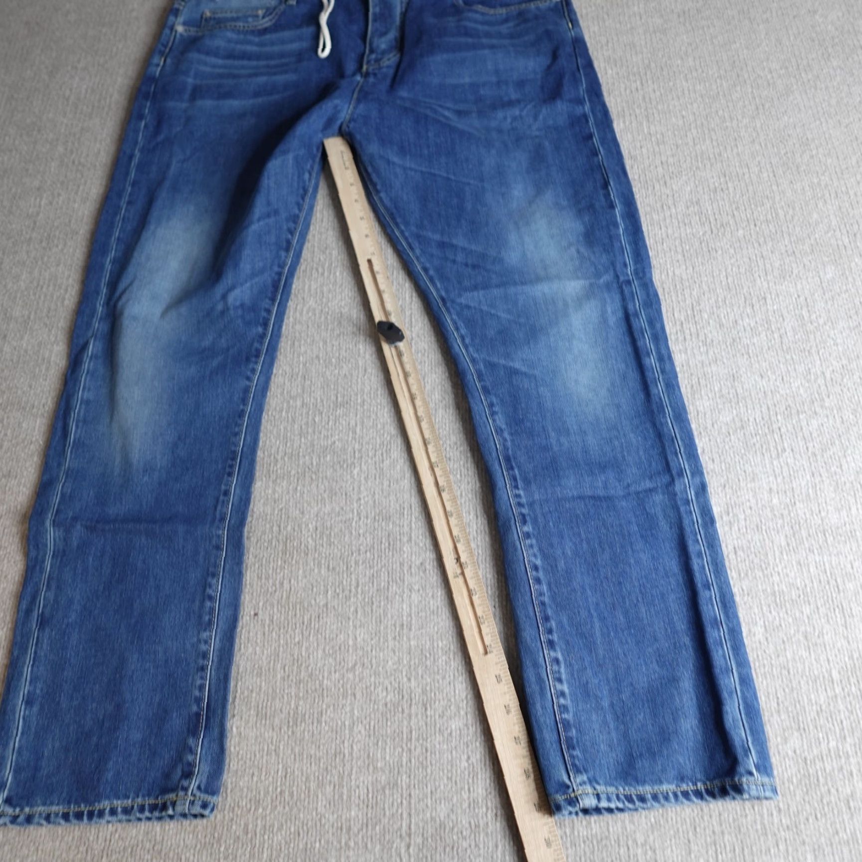 Vintage EDUN Jeans 34 x 30 Blue Button Fly Straight Waist Drawstring Men Denim Cotton 5-Pocket Relaxed Regular Size US 34 / EU 50 - 2 Thumbnail