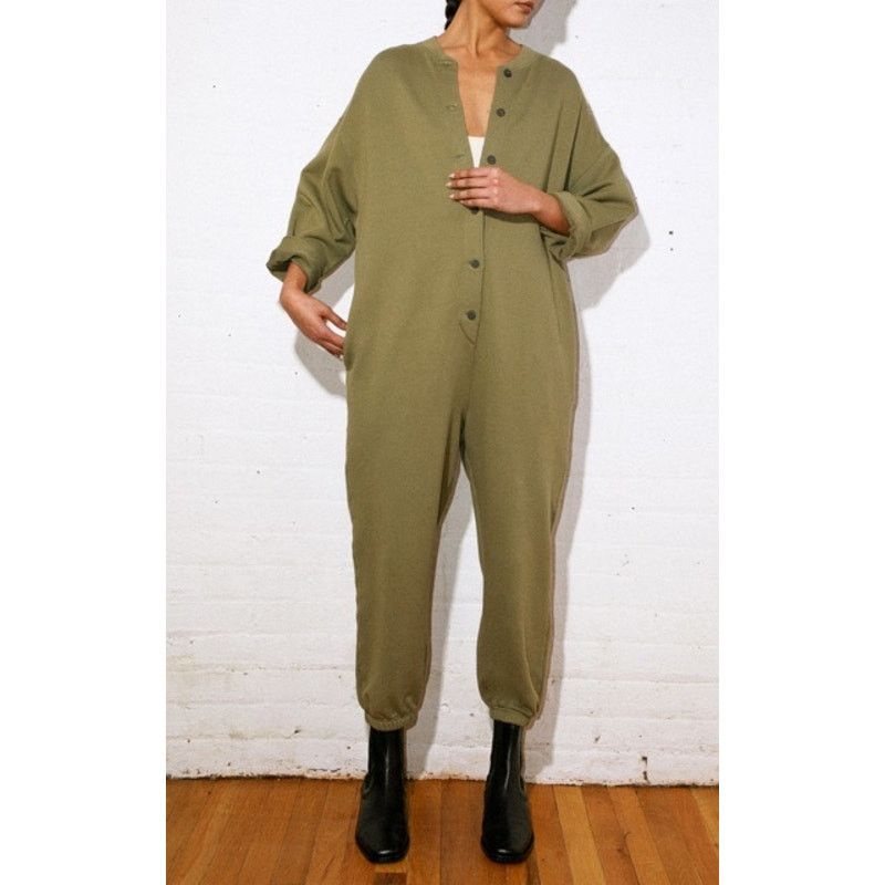 Mara Hoffman NWT MARA HOFFMAN Sabina Cotton-blend Jumpsuit In Green sz XL Size 32" / US 10 / IT 46 - 1 Thumbnail