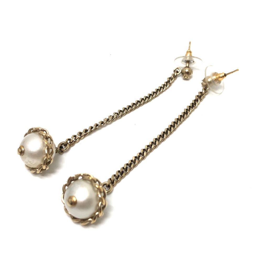 Chanel Chanel 16B Faux Pearl Chain Earrings Accessories Metal Women Gold Size ONE SIZE - 1 Thumbnail
