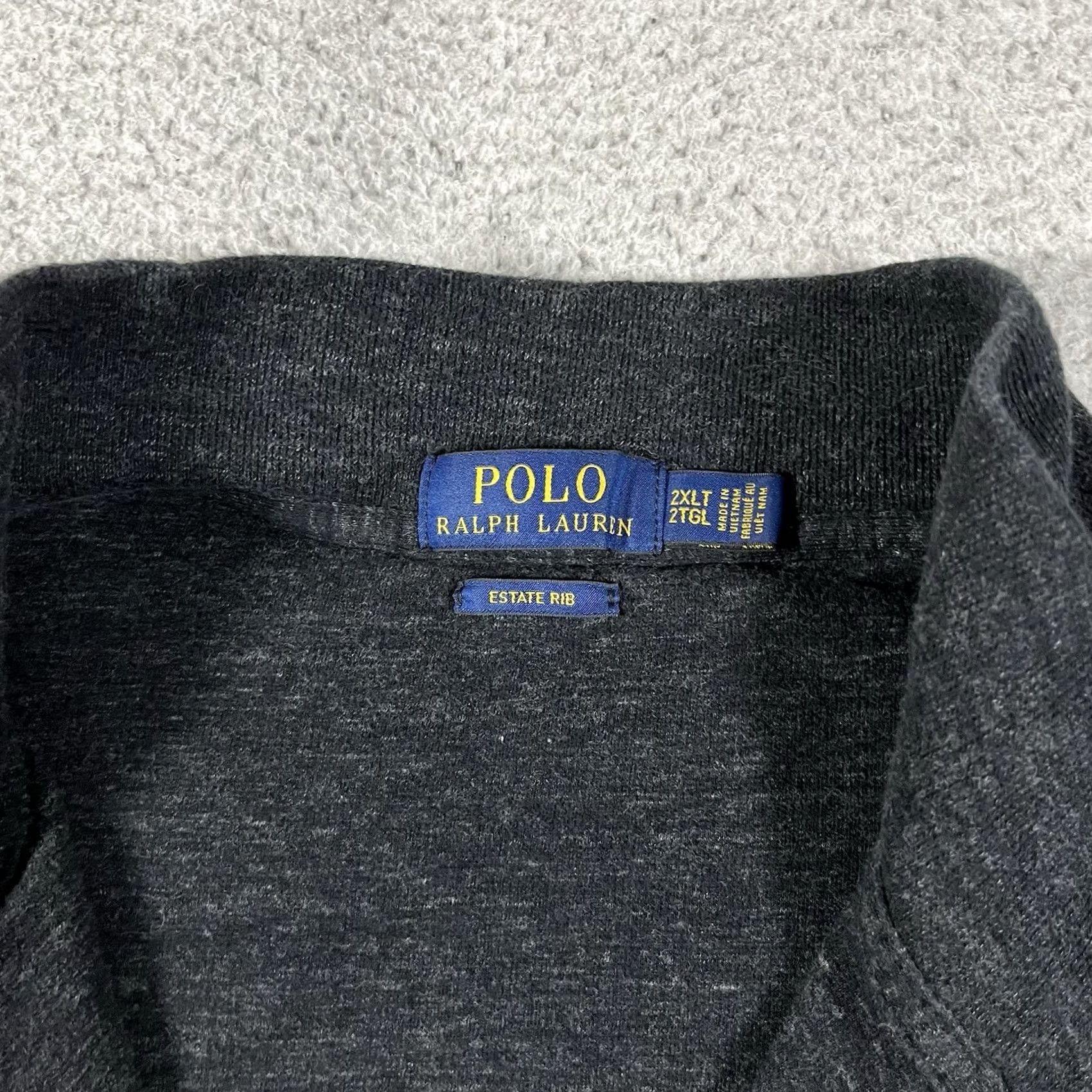 Polo Ralph Lauren Polo Ralph Lauren 1/4 Zip Pullover 2XL Gray Estate Rib Sweater Mock Neck Mens Wool? No, cotton knit. Size US XXL / EU 58 / 5 - 4 Thumbnail