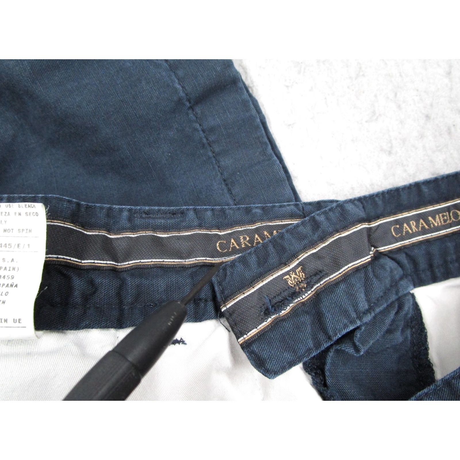Vintage VINTAGE Caramelo Pants Mens 44 Navy Blue Linen Lyocell Chino Flat Front Casual 32x34 Mens Pants Size US 44 / EU 60 - 7 Thumbnail