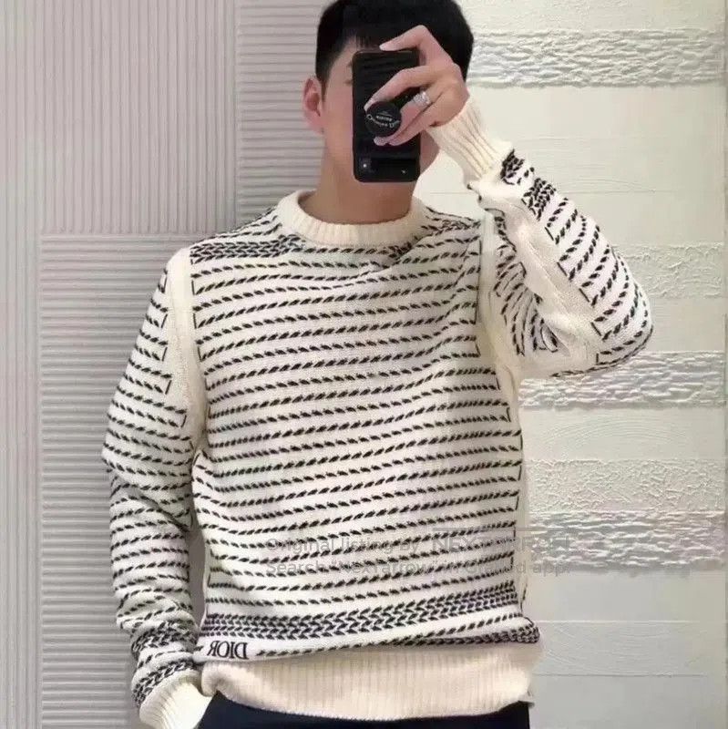 Dior Dior Spring Autumn White Wool Striped Sweater . Size US S / EU 44-46 / 1 - 7 Thumbnail