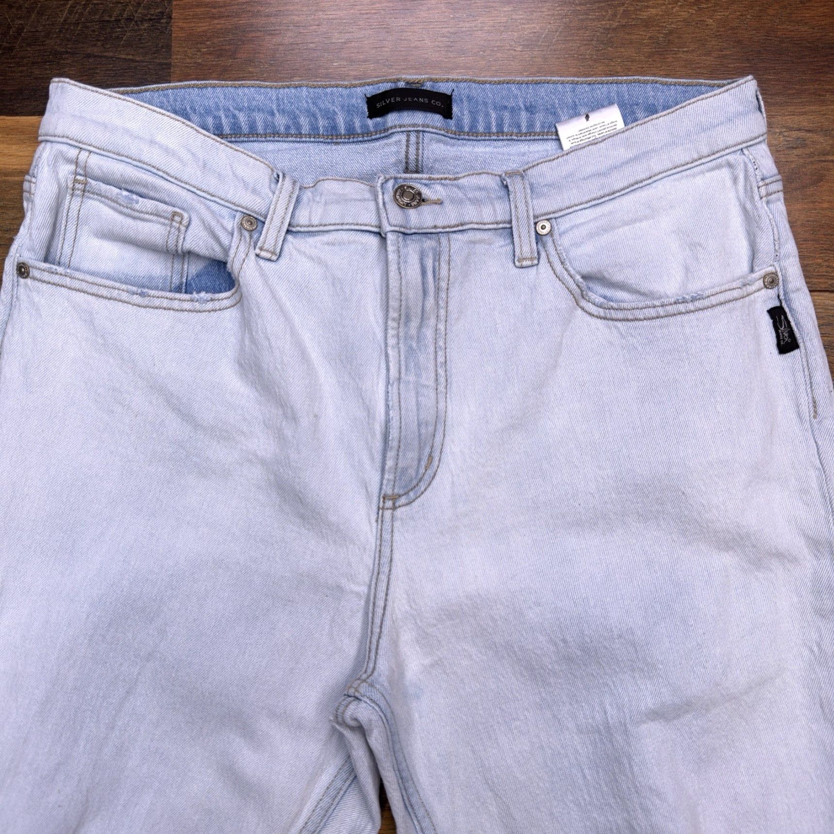 Silver Jeans Co. Silver 90s Boyfriend Jeans Womens 32x27 High Rise Distressed Jeans 90s Womens Blue Cotton Blend Denim Casual Classic Jeans Size 24" / US 00 / IT 34 - 3 Thumbnail