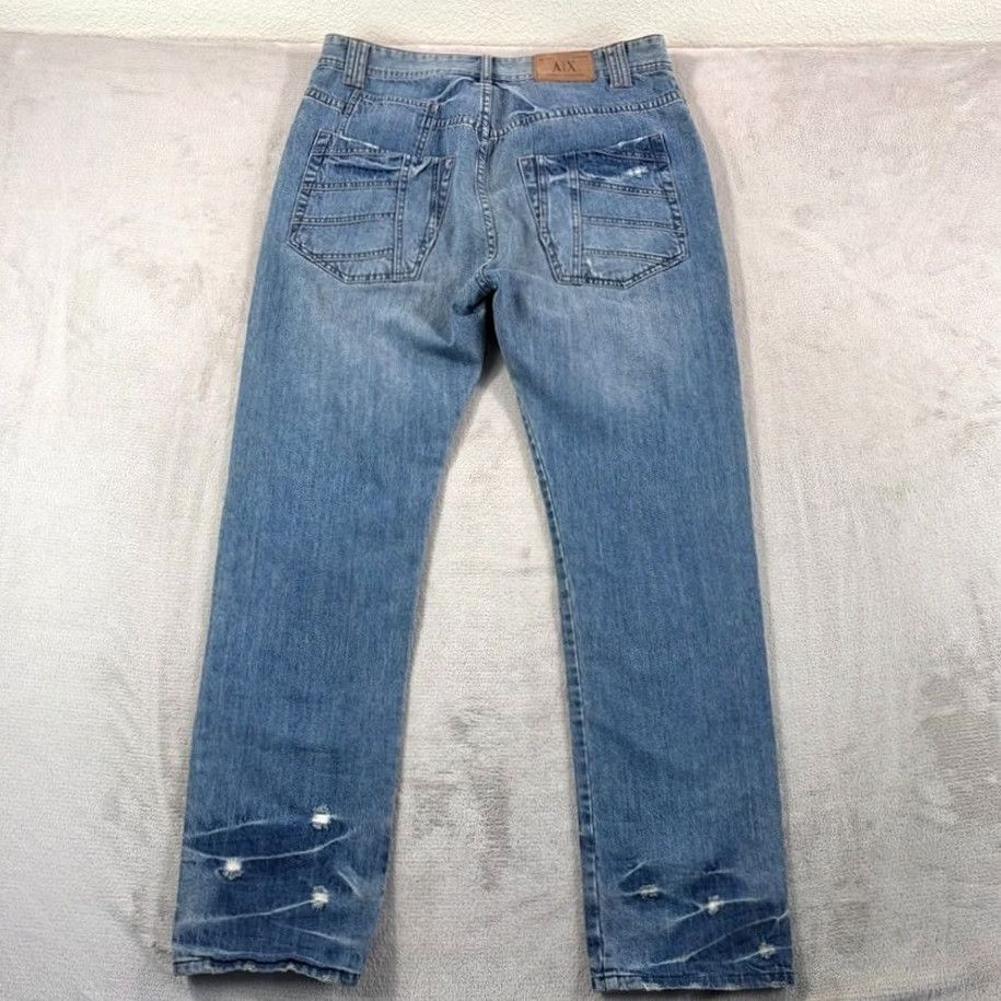 Armani Exchange VINTAGE Armani Exchange Jeans Mens Blue Wash Denim 34x32 Distressed Size US 34 / EU 50 - 5 Thumbnail