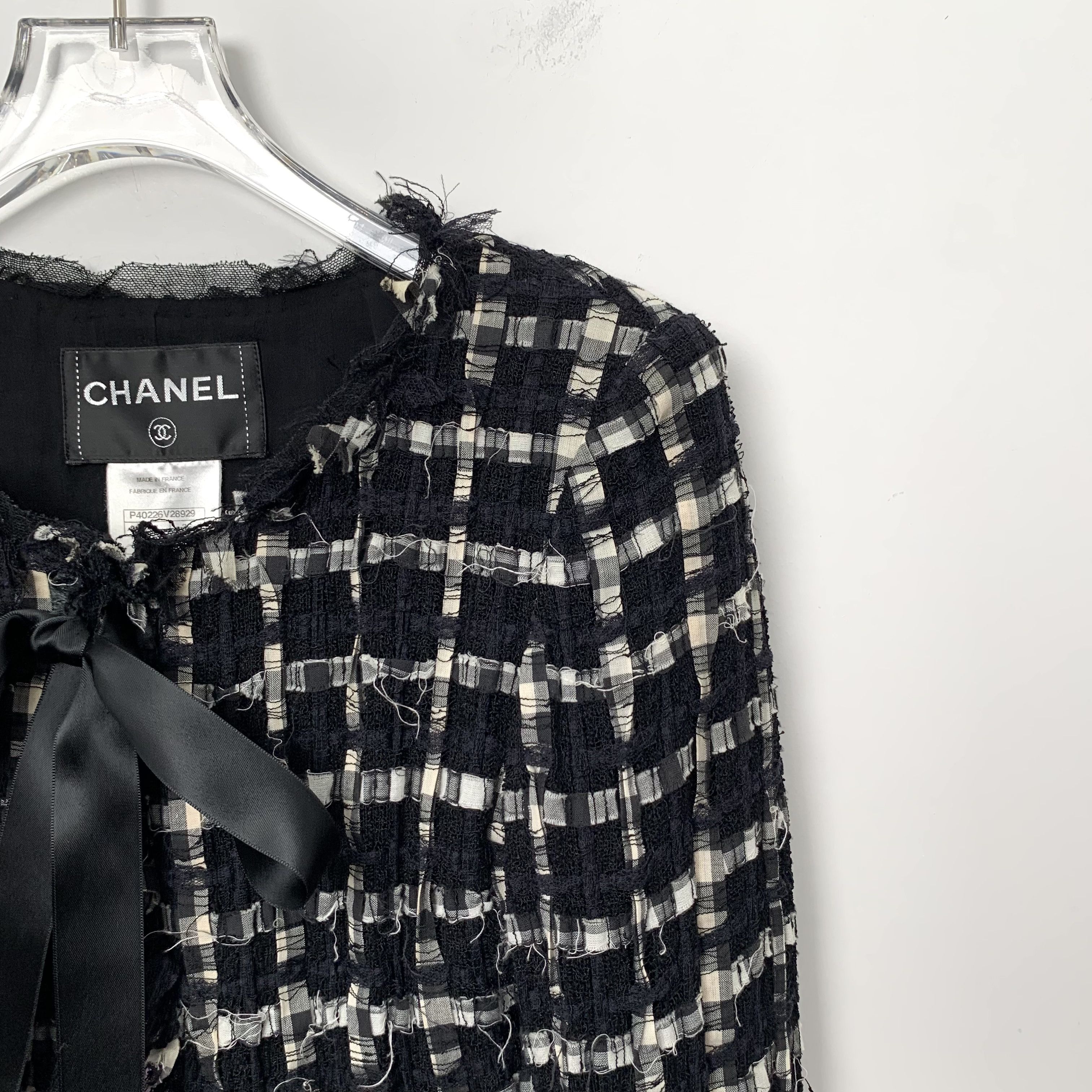 Chanel Chanel Jacket – Black Tweed Bow-Trim (Size XS) Size XS / US 0-2 / IT 36-38 - 6 Thumbnail