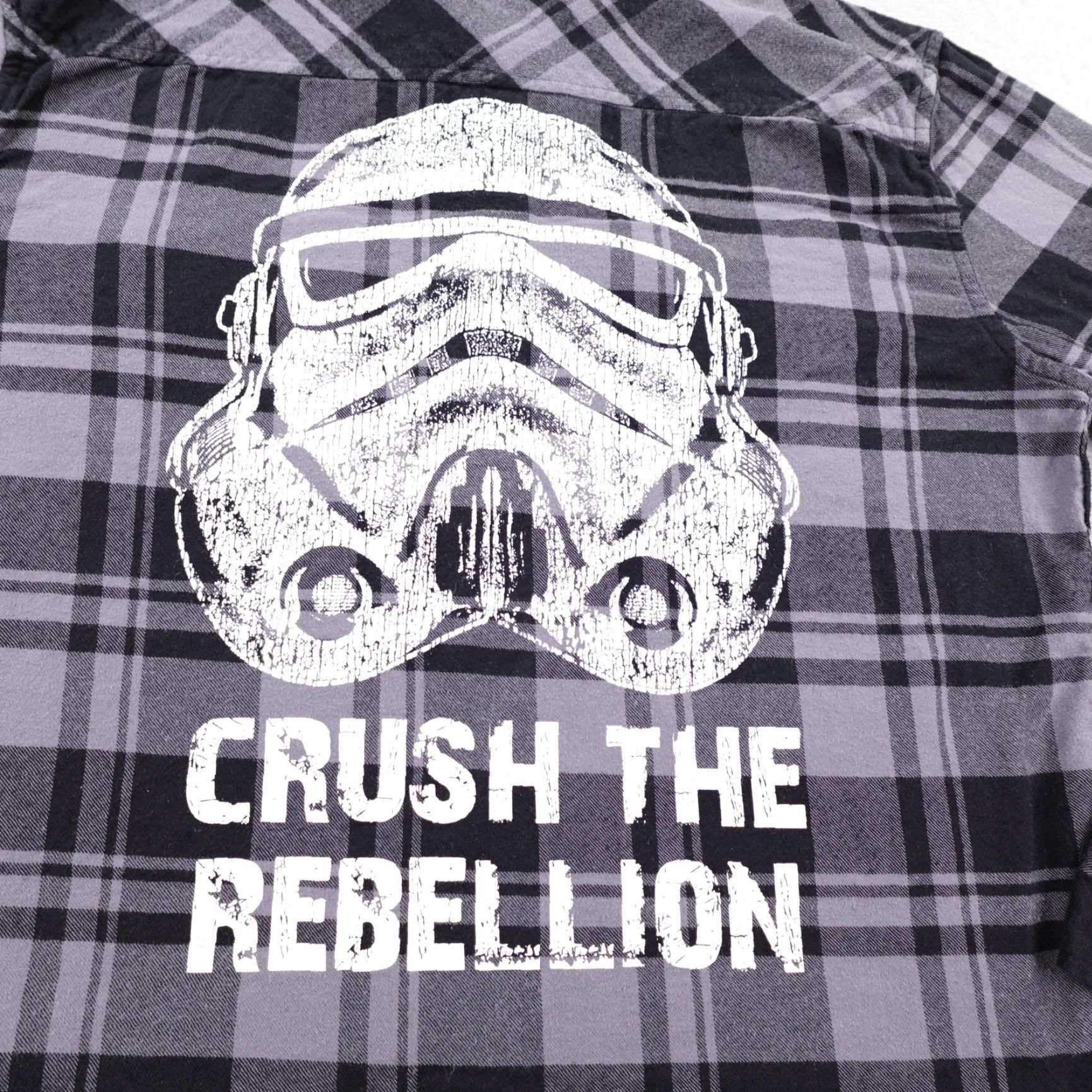 Disney Disney Star Wars Stormtrooper Flannel Button-Up Shirt Men Large Gray Plaid Size US L / EU 52-54 / 3 - 5 Thumbnail