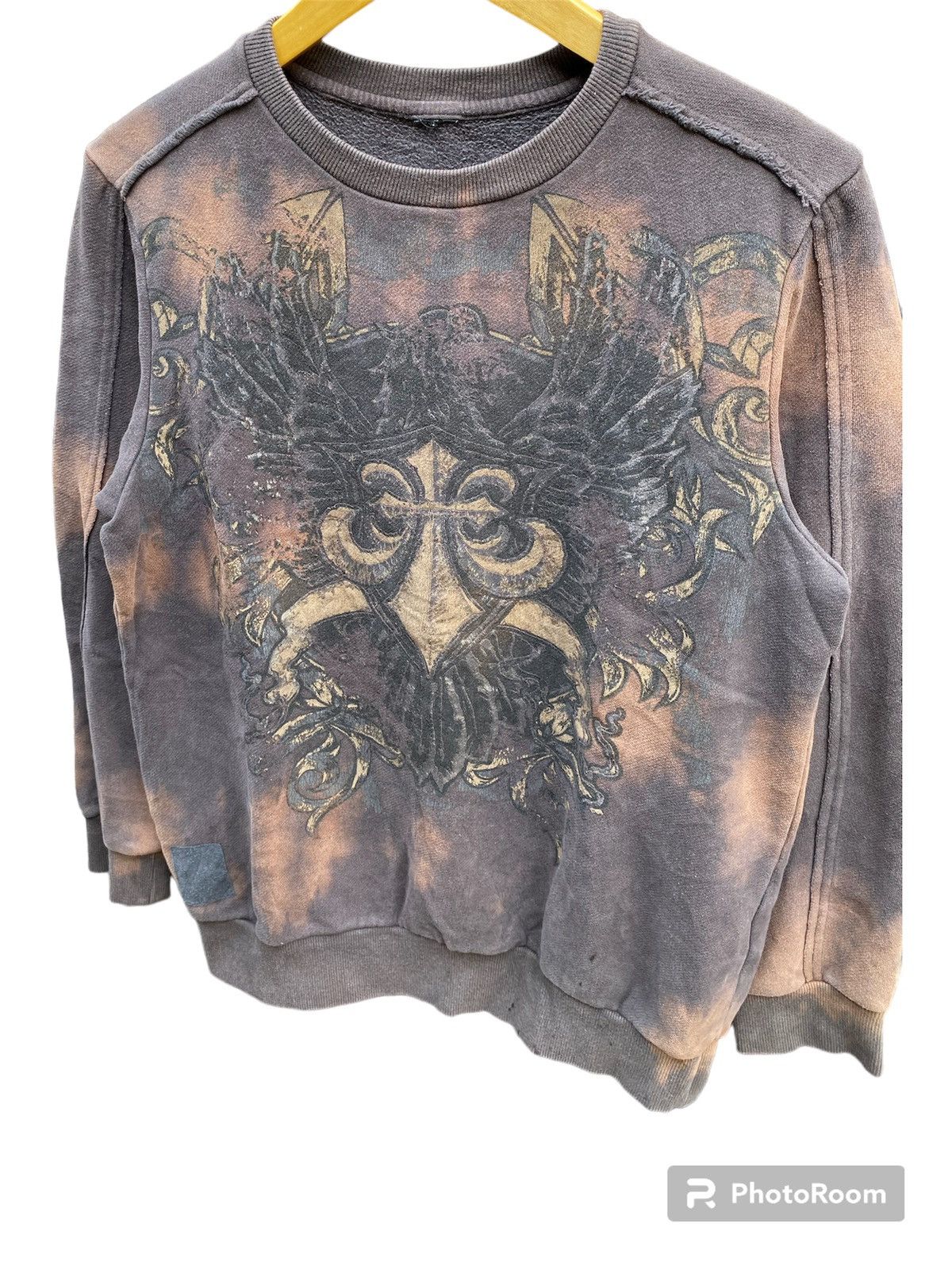 14th Addiction × If Six Was Nine × Le Grande Bleu (L.G.B.) Sun Faded Tribal Trompe l’oeil Grunge Punk Sweatshirt Size US M / EU 48-50 / 2 - 3 Thumbnail