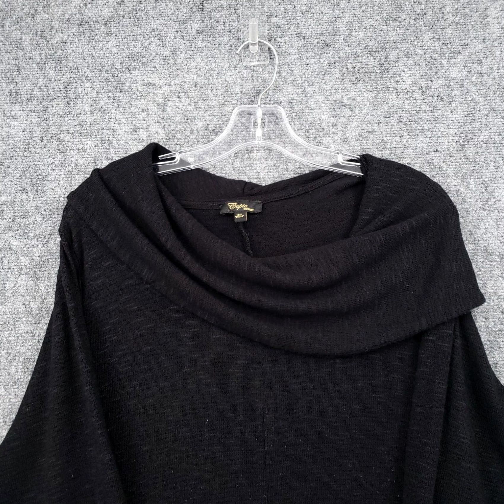 Vintage Cupio Sweater Womens 3X Plus Black Tunic Fold Over Off The Shoulder Long Sleeves Size XXL / US 16-18 / IT 52-54 - 6 Thumbnail