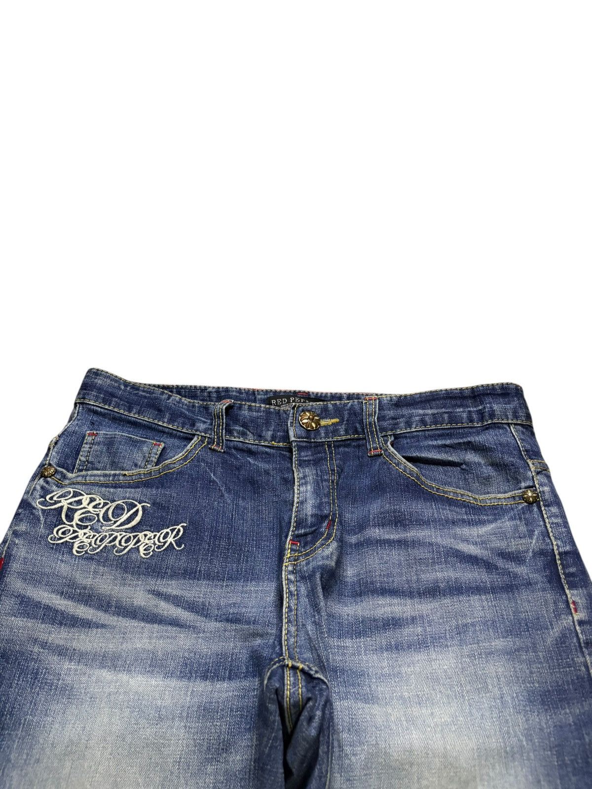 Ed Hardy Vintage Red Pepper Mud Wash Embroidery Jeans Size US 32 / EU 48 - 4 Thumbnail