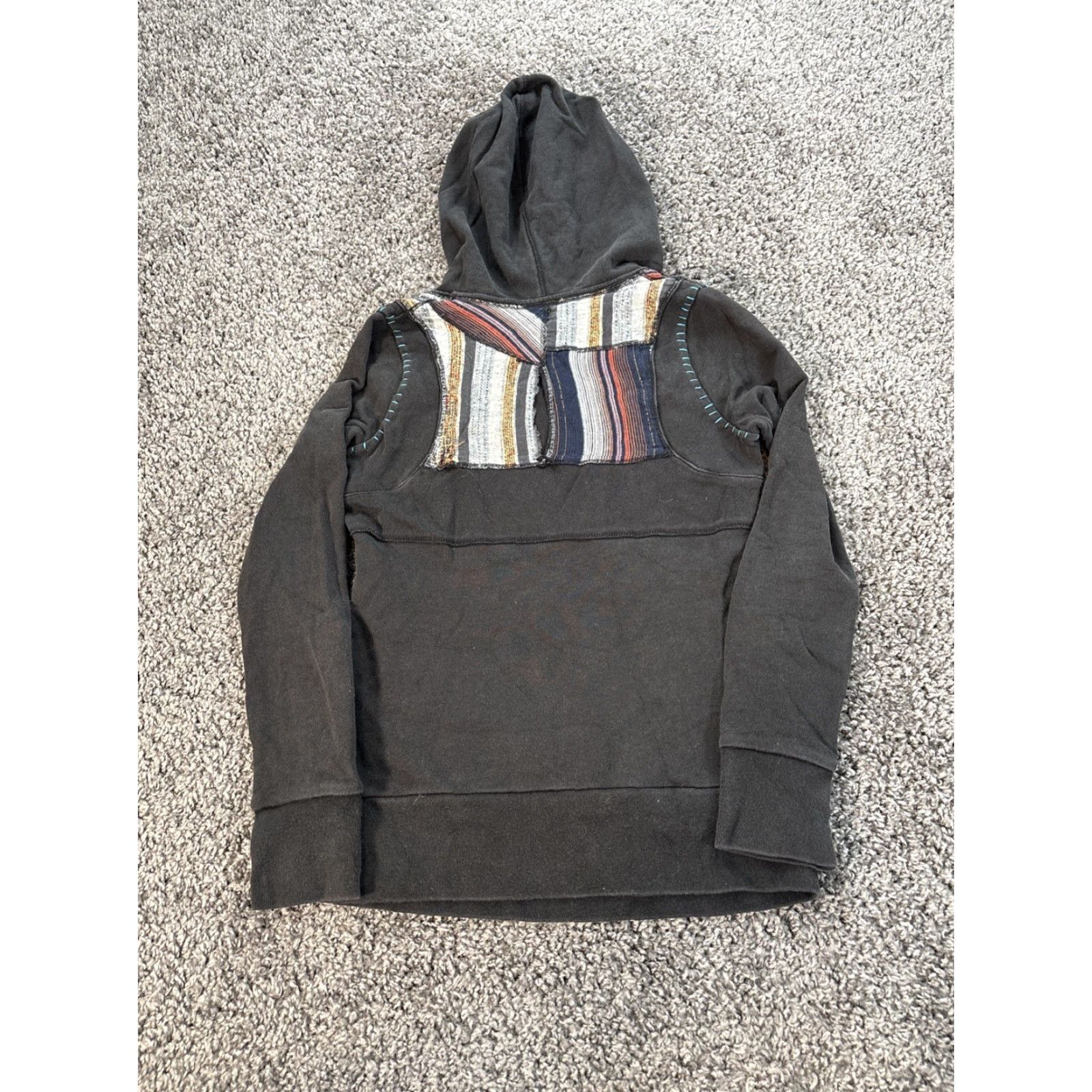 Free People VINTAGE Free People Hoodie Womens Small Black Boho Patchwork Y2K Bohemian Pullover Womens Size S / US 4 / IT 40 - 5 Thumbnail