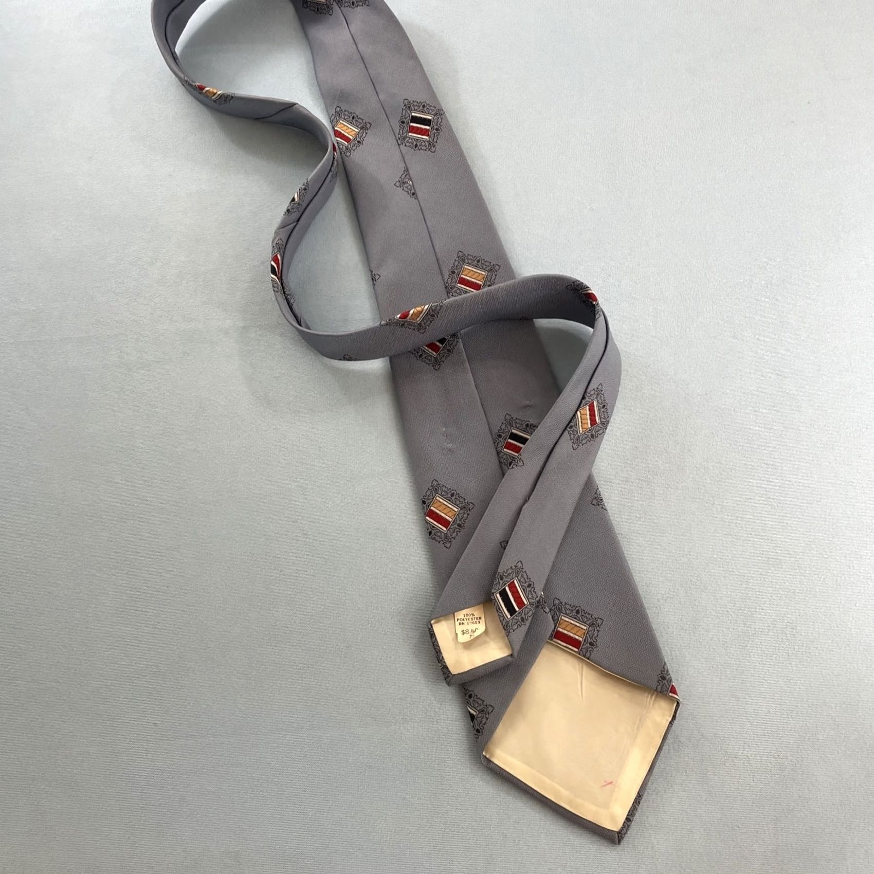 Vintage Vtg Extra Wide Necktie 4.3" Kipper Tie Handmade Jacquard Rockabilly Mob Boss Gray Neck Tie Geometric Vintage Men 57"-60" 4.3" Wide Gray Size ONE SIZE - 5 Thumbnail